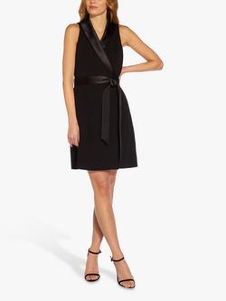 Adrianna Papell Crepe Tuxedo Dress, Black - view 2, Black