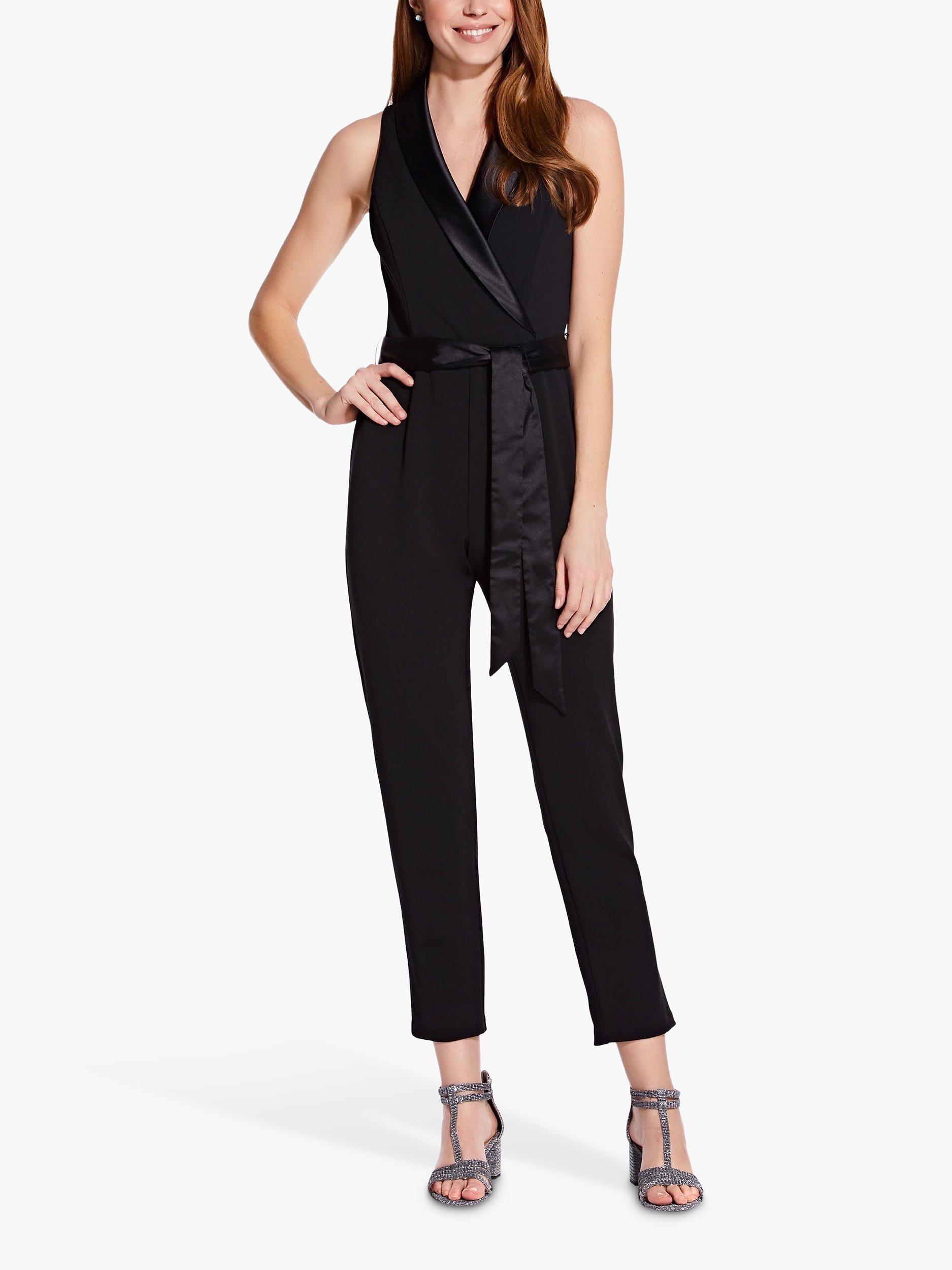 Adrianna Papell Crepe Tuxedo Jumpsuit Black