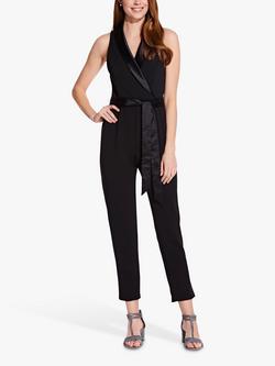 Adrianna Papell Crepe Tuxedo Jumpsuit, Black, Black