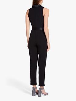 Adrianna Papell Crepe Tuxedo Jumpsuit, Black - view 2, Black