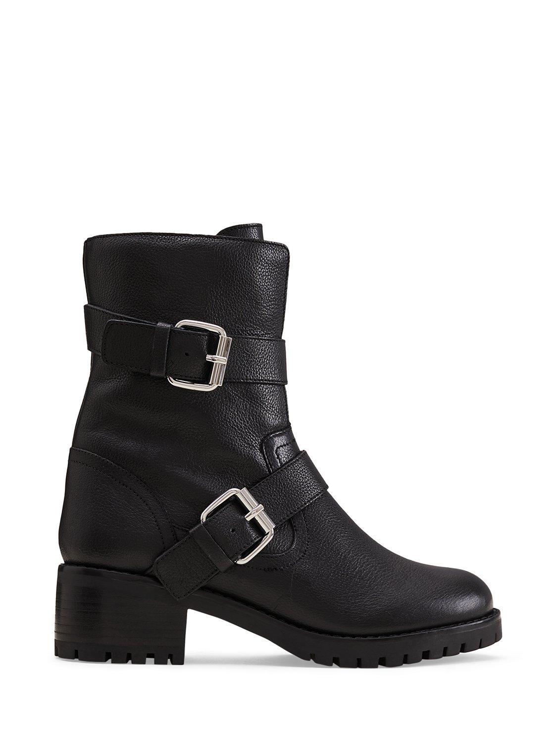 Phase Eight Alaska Leather Biker Boots, Black