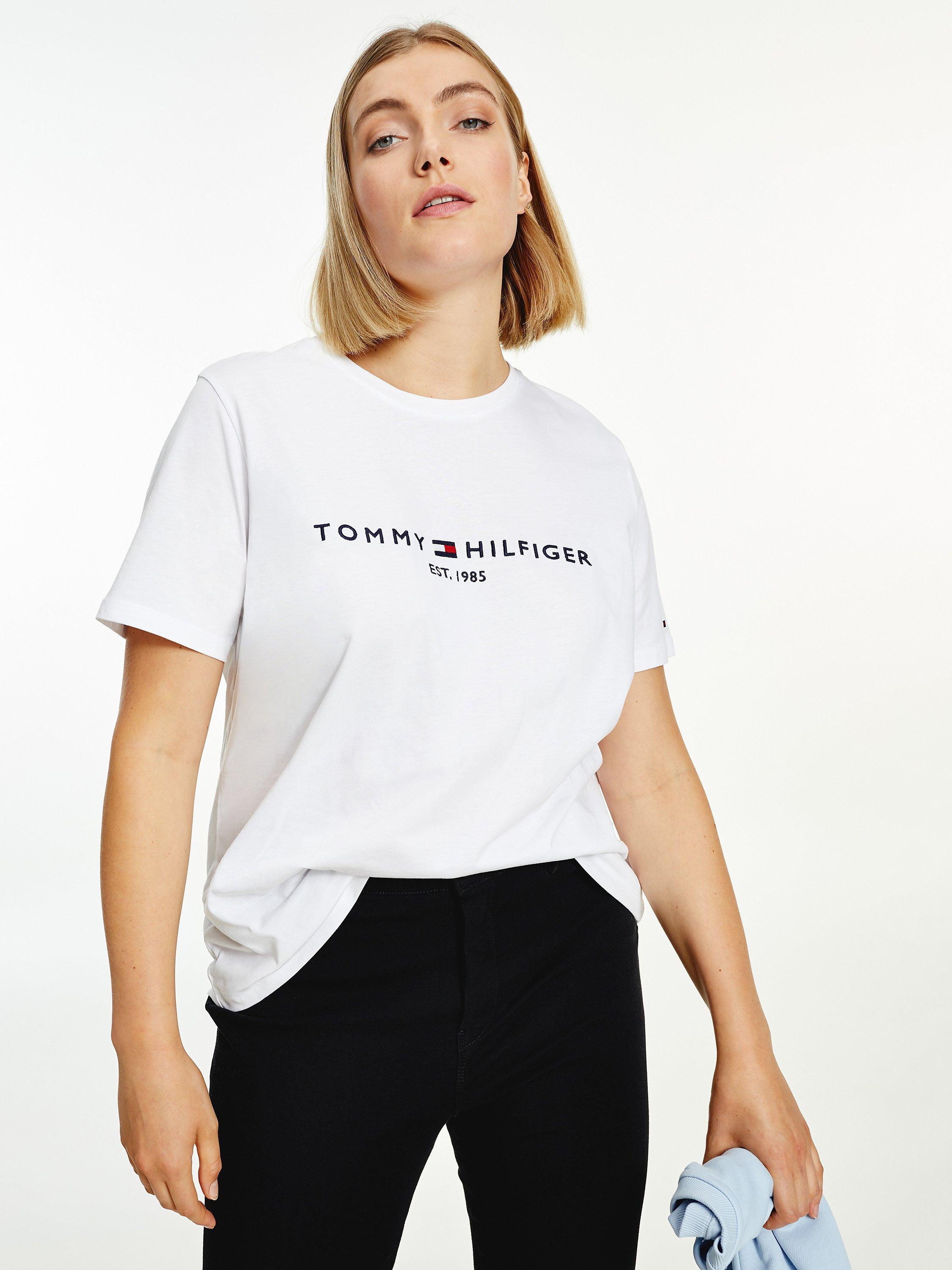 Tommy Hilfiger Curve Logo Organic Cotton T-Shirt, White