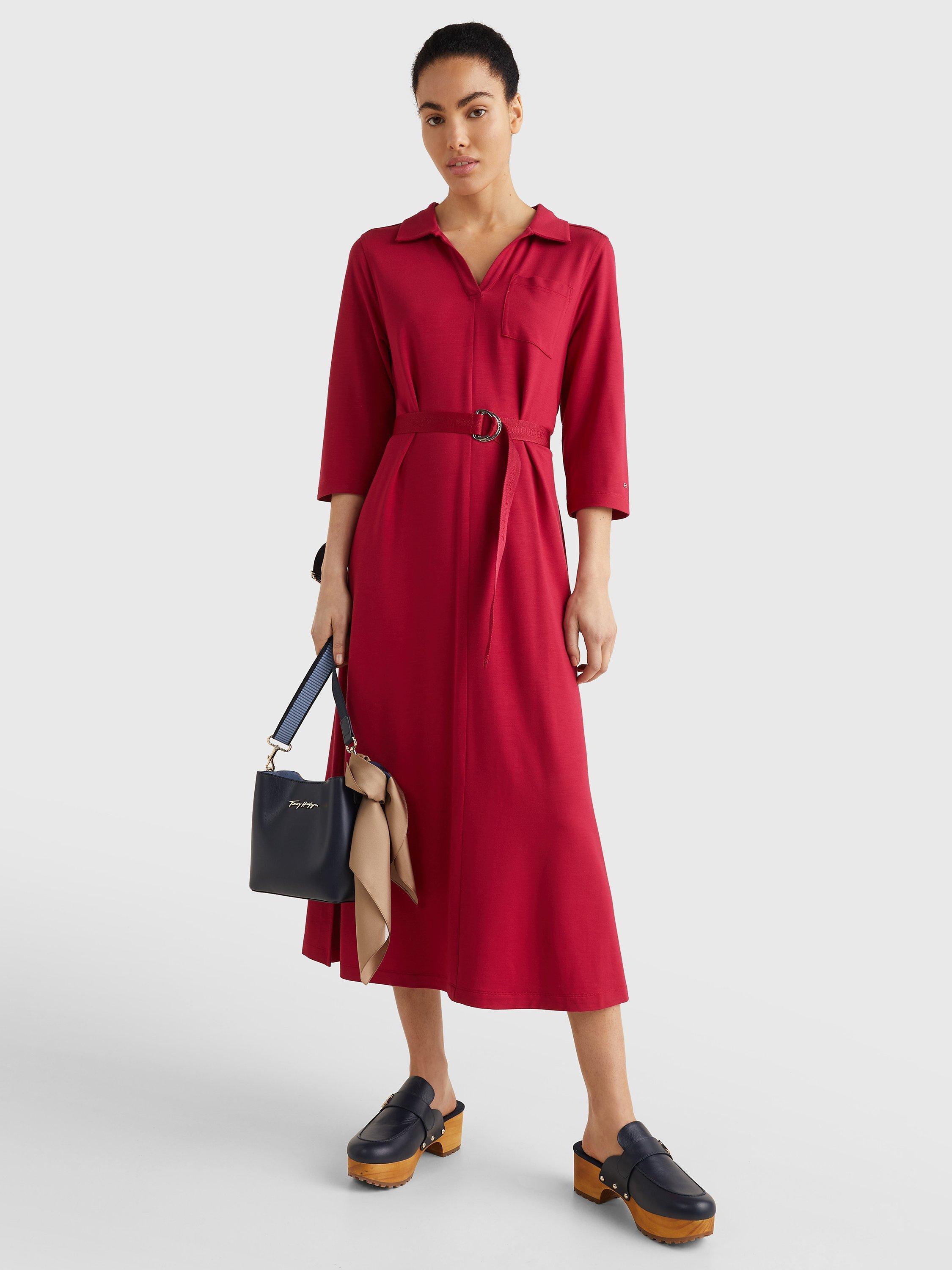 Product image 1 of 4, which shows Tommy Hilfiger Midi Shirt Dress, Royal Berry, XS