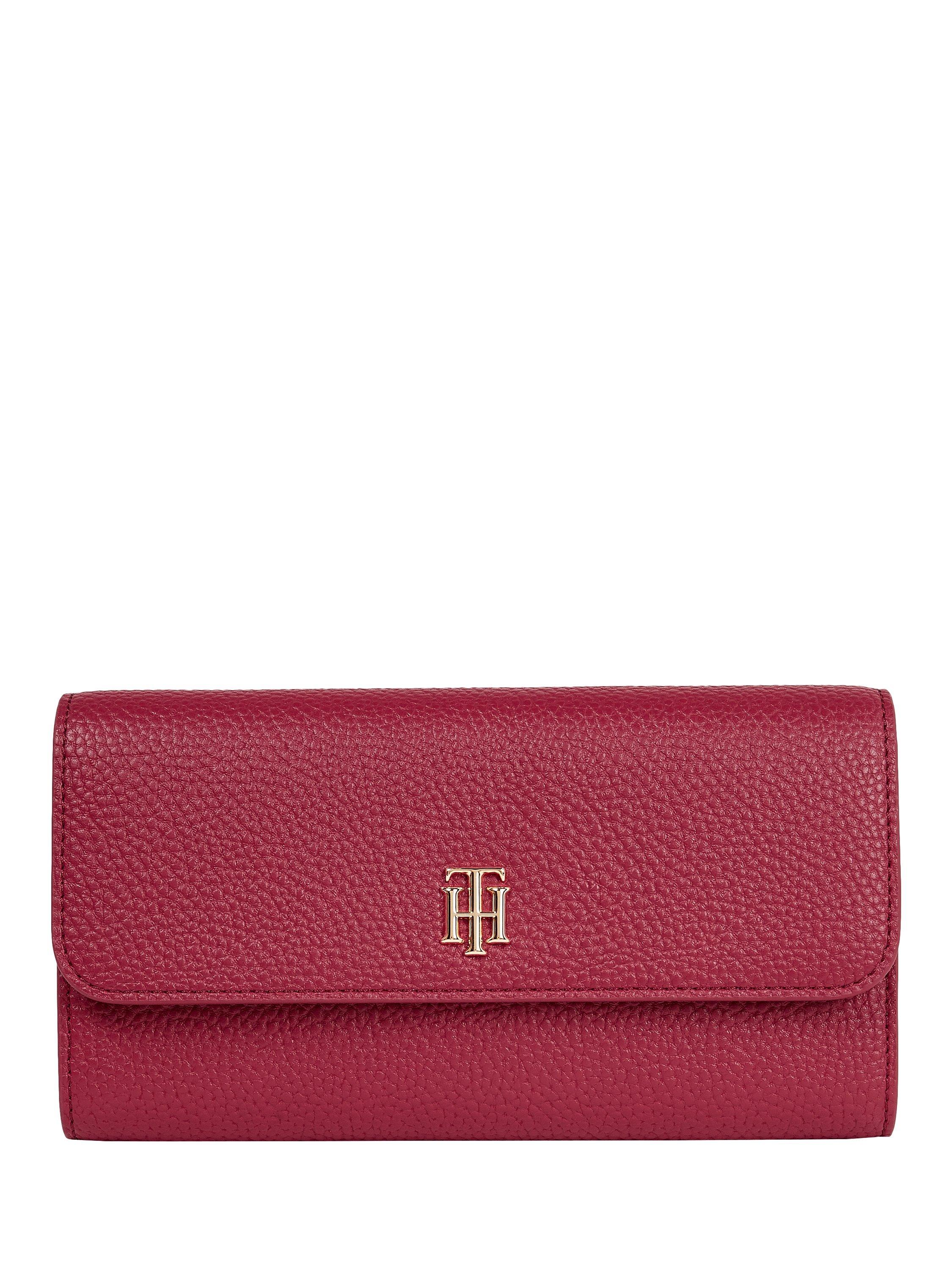 Product image 1 of 1, which shows Tommy Hilfiger Monogram Faux Leather Flap Over Purse, Royal Berry