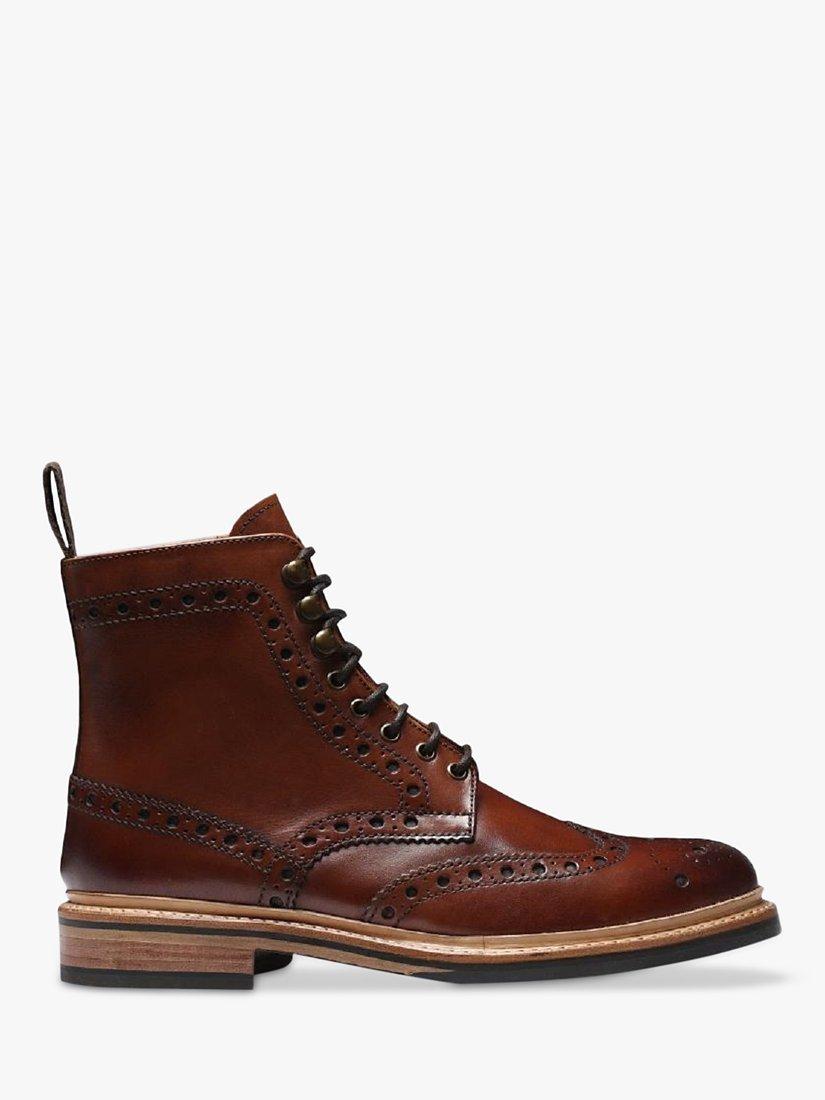 Grenson Fred Leather Brogue Boots, Tan, 7