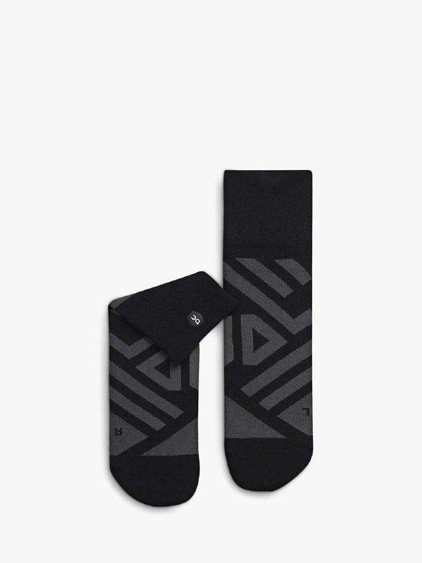 On Perf Mid Running Socks, Black/shadow
