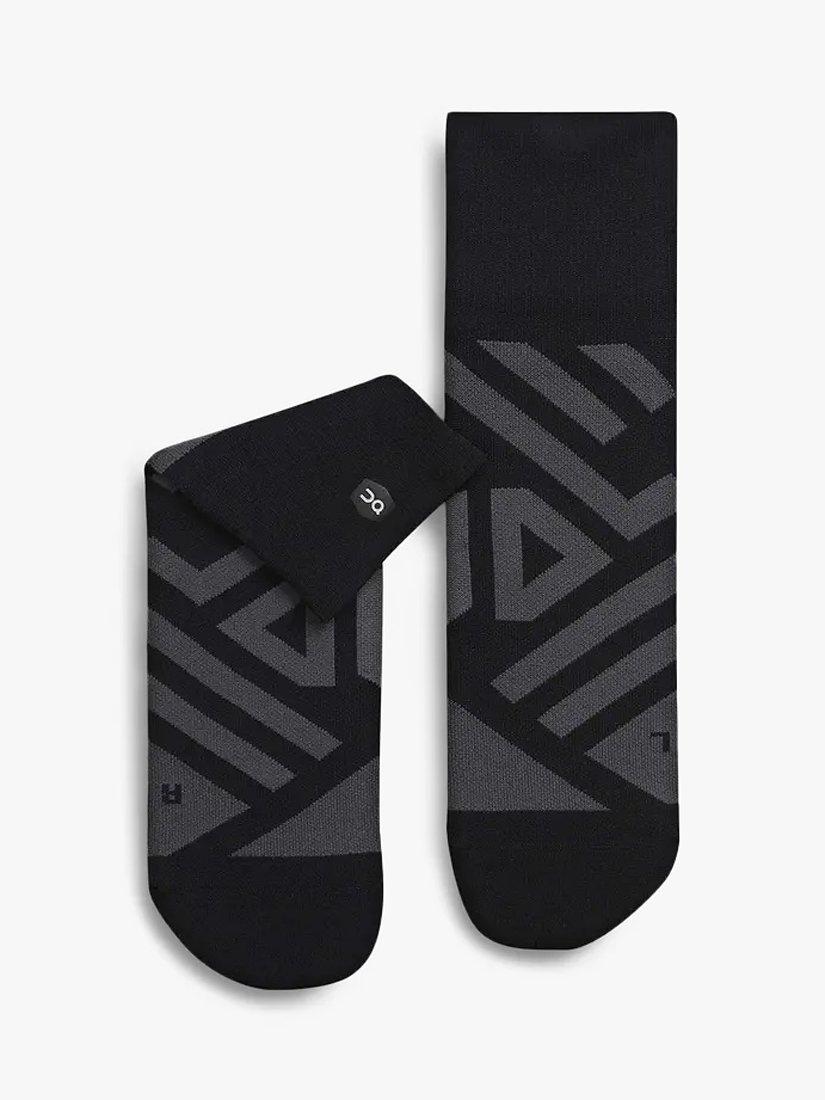 On Perf Mid Running Socks, Black/Shadow