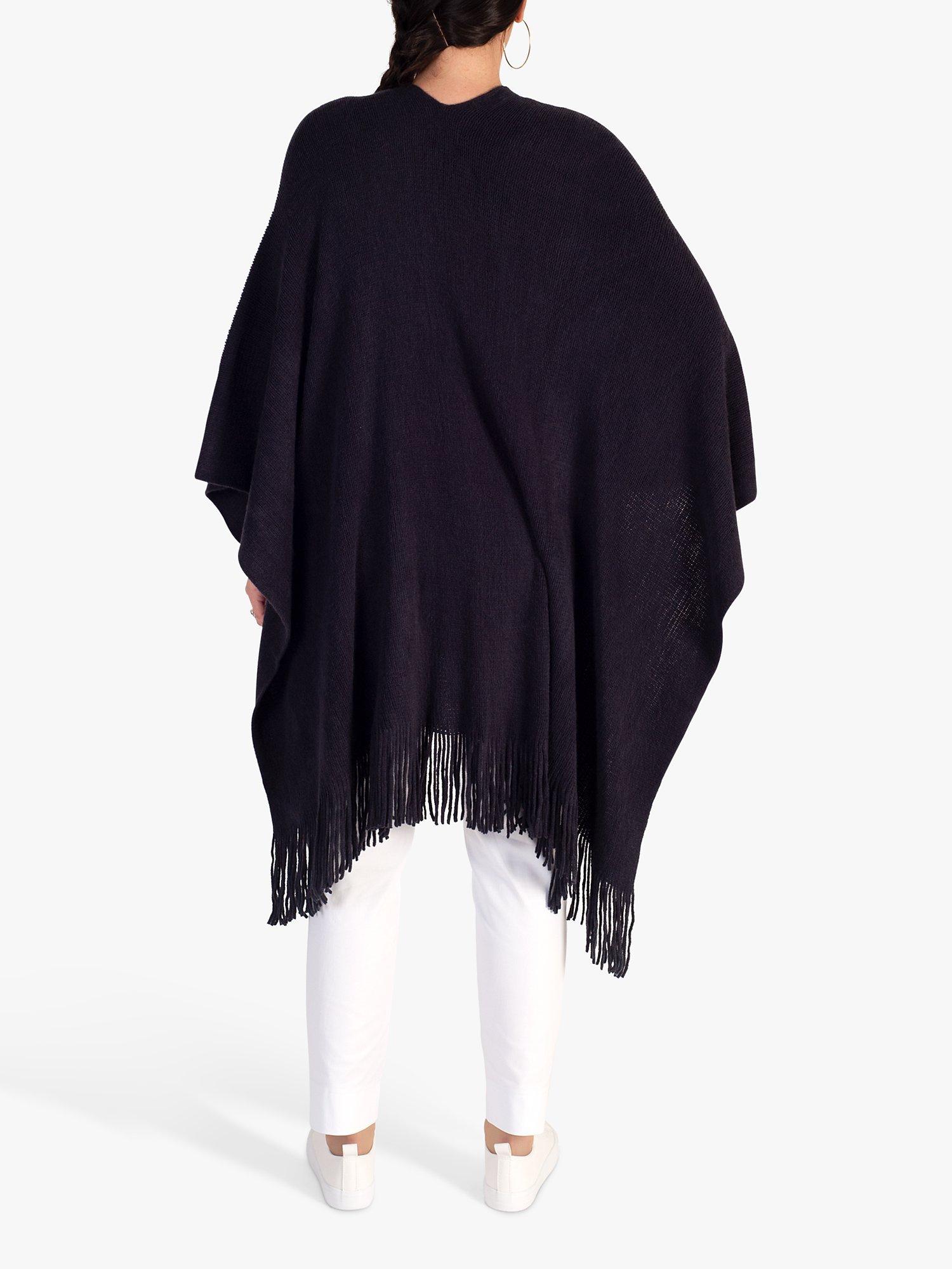 Product image 2 of 5, which shows chesca Fringed Wrap Scarf, Navy, One Size