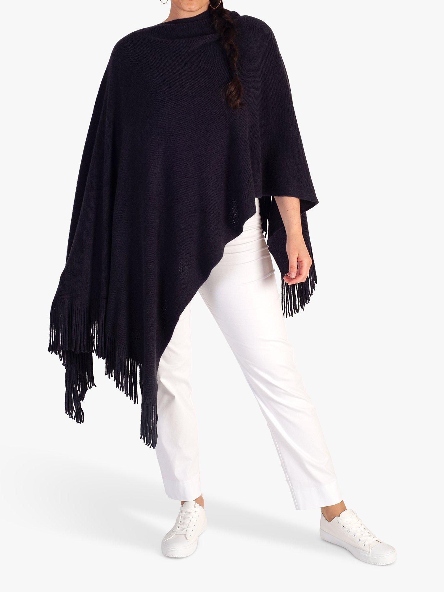 Product image 3 of 5, which shows chesca Fringed Wrap Scarf, Navy, One Size