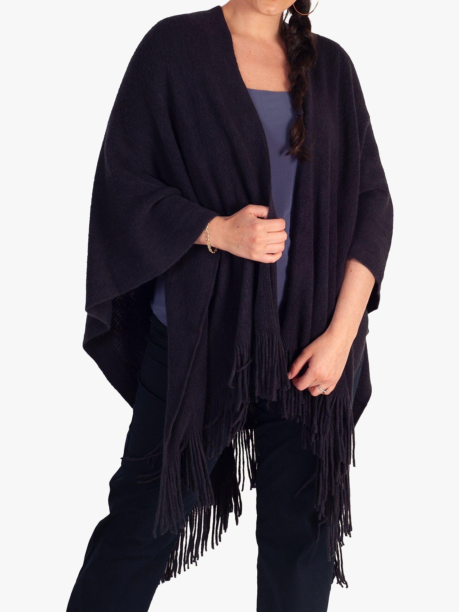 Product image 4 of 5, which shows chesca Fringed Wrap Scarf, Navy, One Size