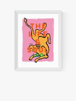 EAST END PRINTS Sophie Ward 'Leo The Life and Soul' Framed Print, White Frame