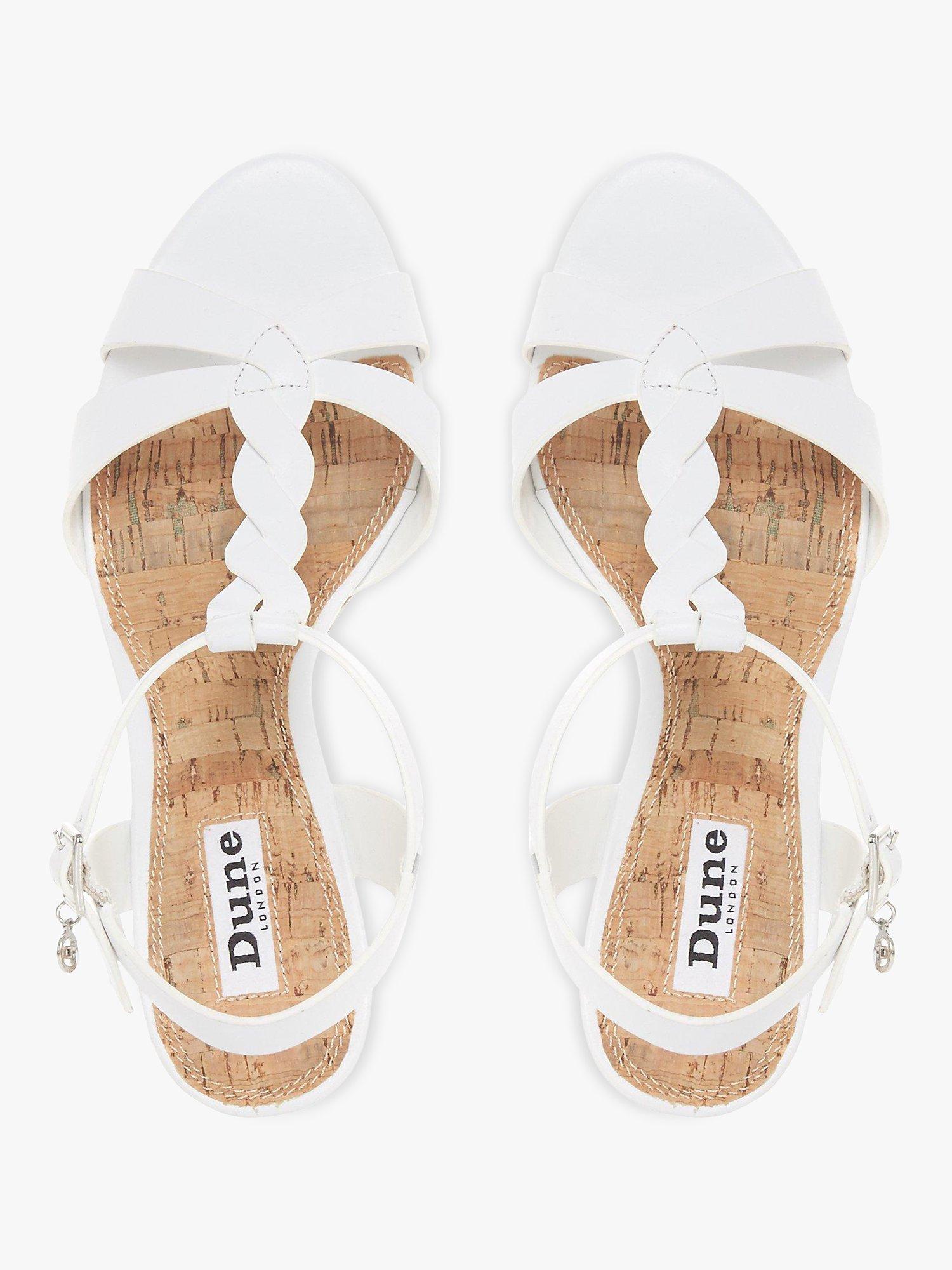 Product image 2 of 4, which shows Dune Koala Leather Wedge Heel Sandals, White, 3