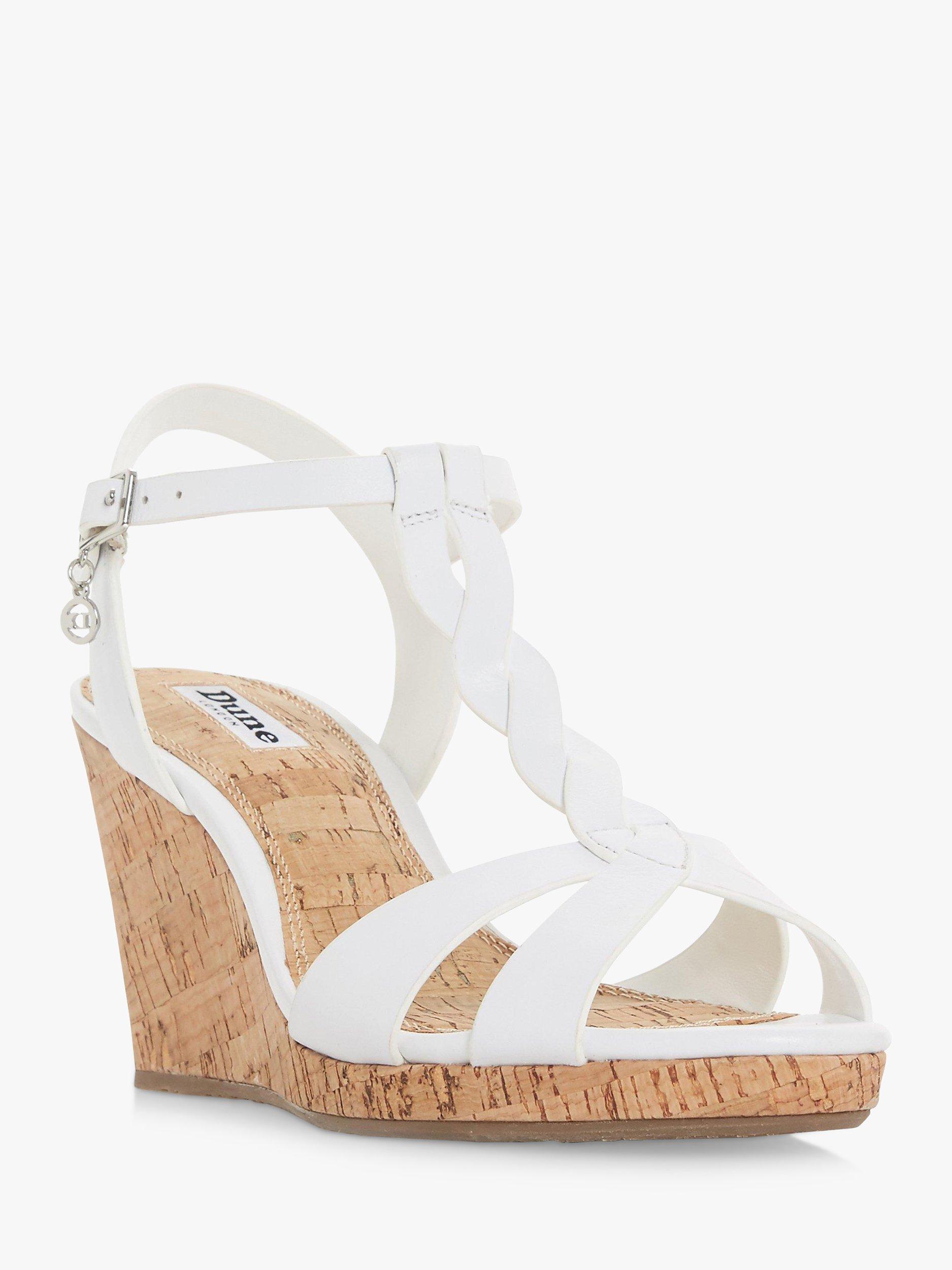 Product image 3 of 4, which shows Dune Koala Leather Wedge Heel Sandals, White, 3