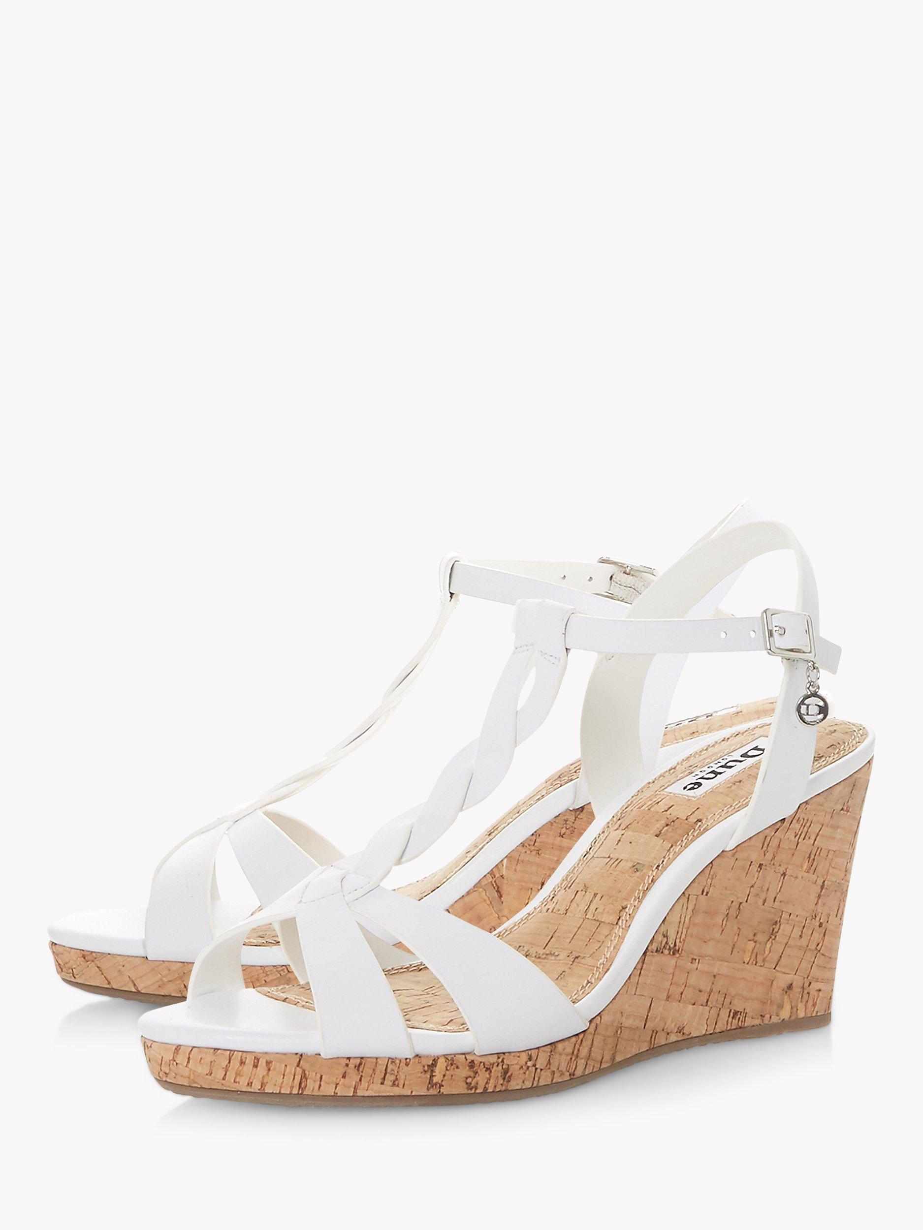 Product image 4 of 4, which shows Dune Koala Leather Wedge Heel Sandals, White, 3