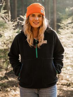 Passenger Maine Half Zip Textured Hooded Fleece, Black