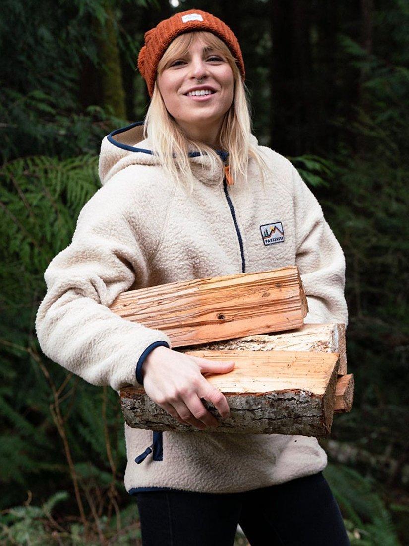 Product image 9 of 9, which shows Passenger Maine Half Zip Textured Hooded Fleece, Oatmeal, XS