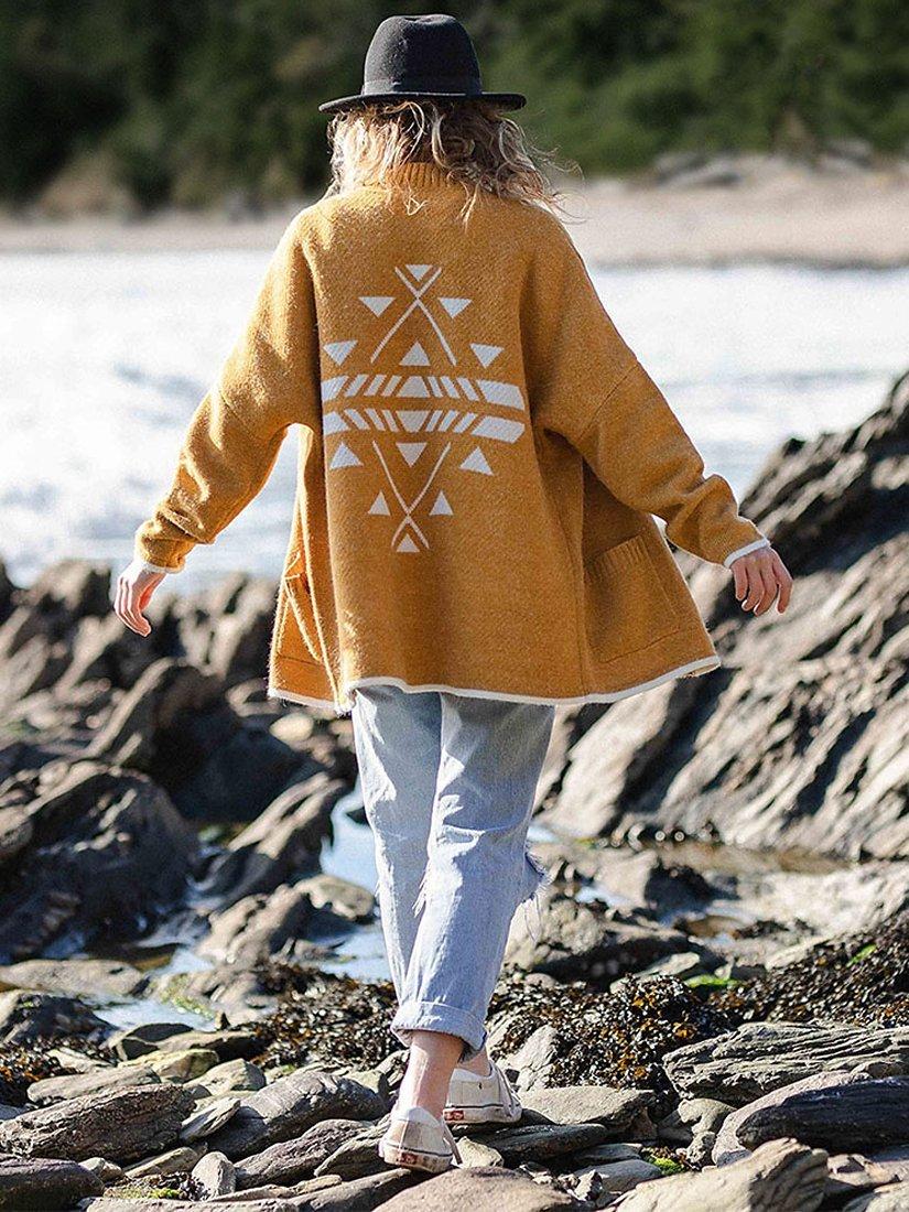 Product image 1 of 7, which shows Passenger West Coast Open Neck Cardigan, Sunset Yellow, XS