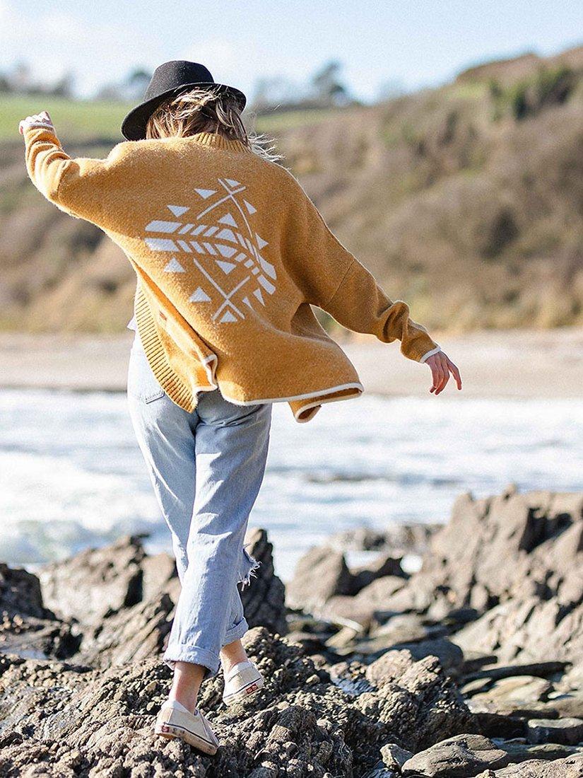 Product image 2 of 7, which shows Passenger West Coast Open Neck Cardigan, Sunset Yellow, XS