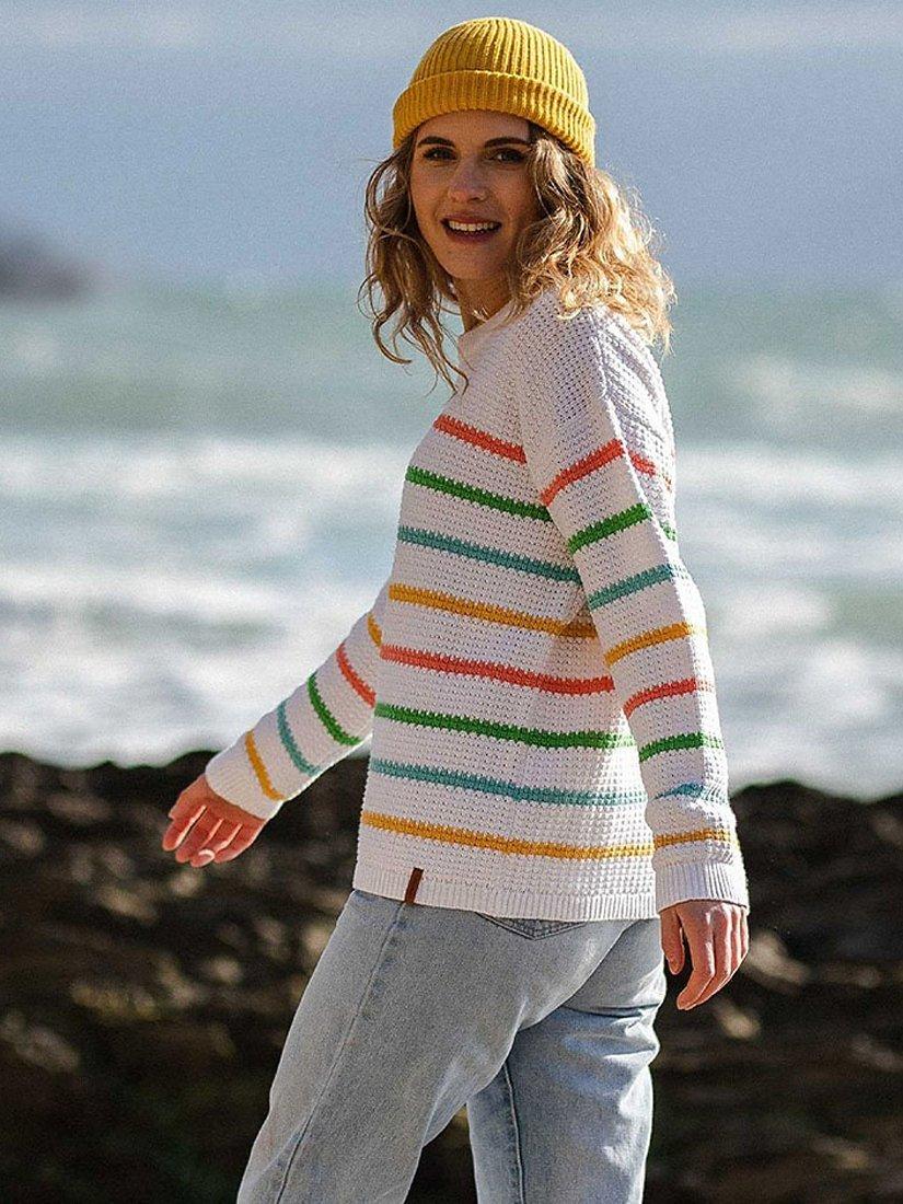 Passenger Lakewood Stripe Jumper, White/Multi