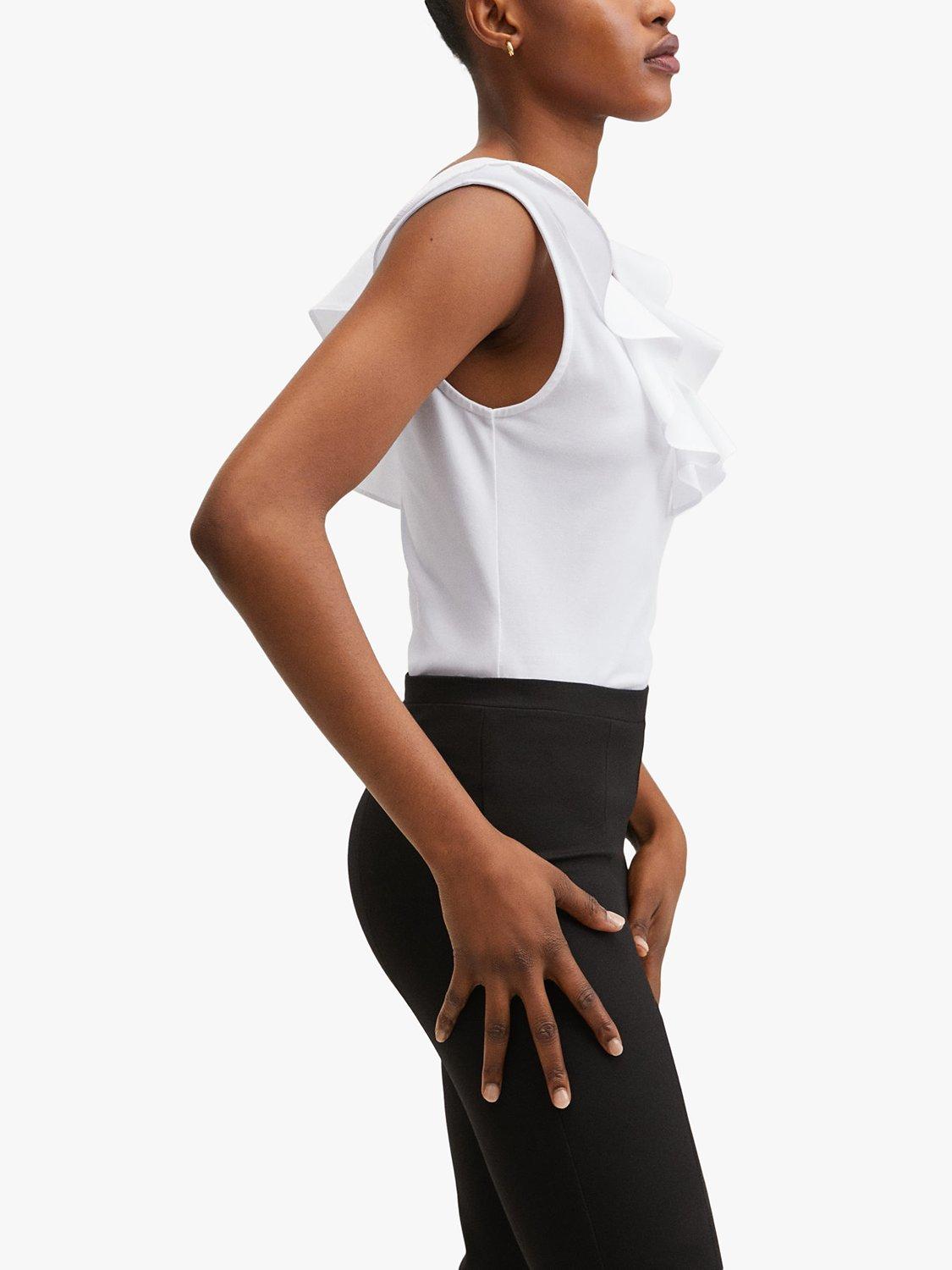 Mango Ruffle Vest Top, White, M