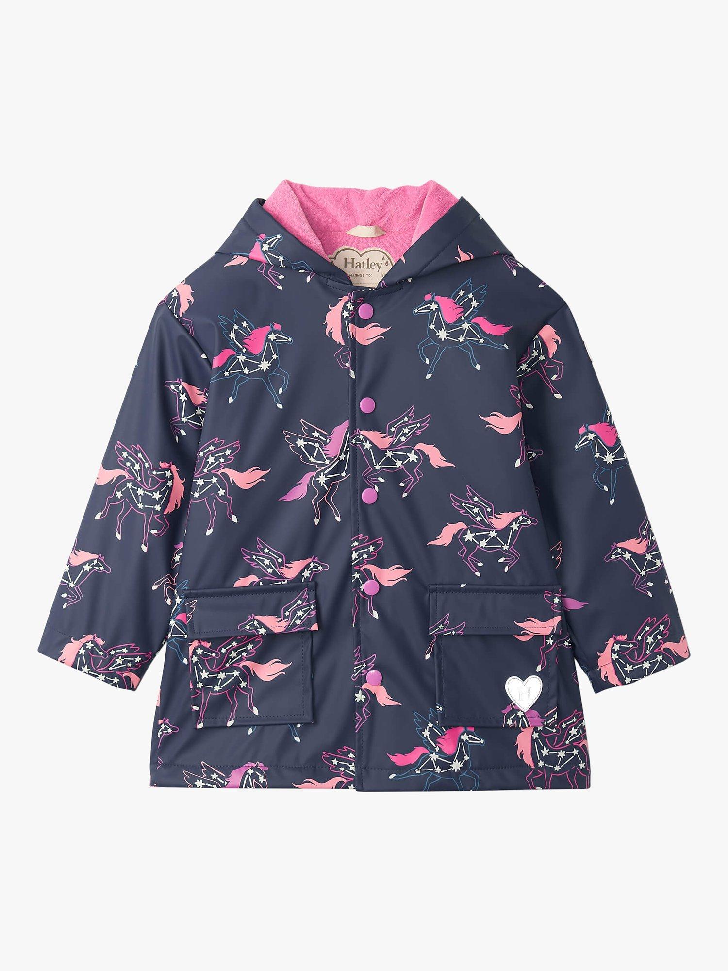Hatley Kids' Pegasus Constellations Print Colour Changing Raincoat, Blue/Multi