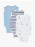 John Lewis Premature Baby GOTS Organic Cotton Giraffe Star Stripe Bodysuit, Pack of 3
