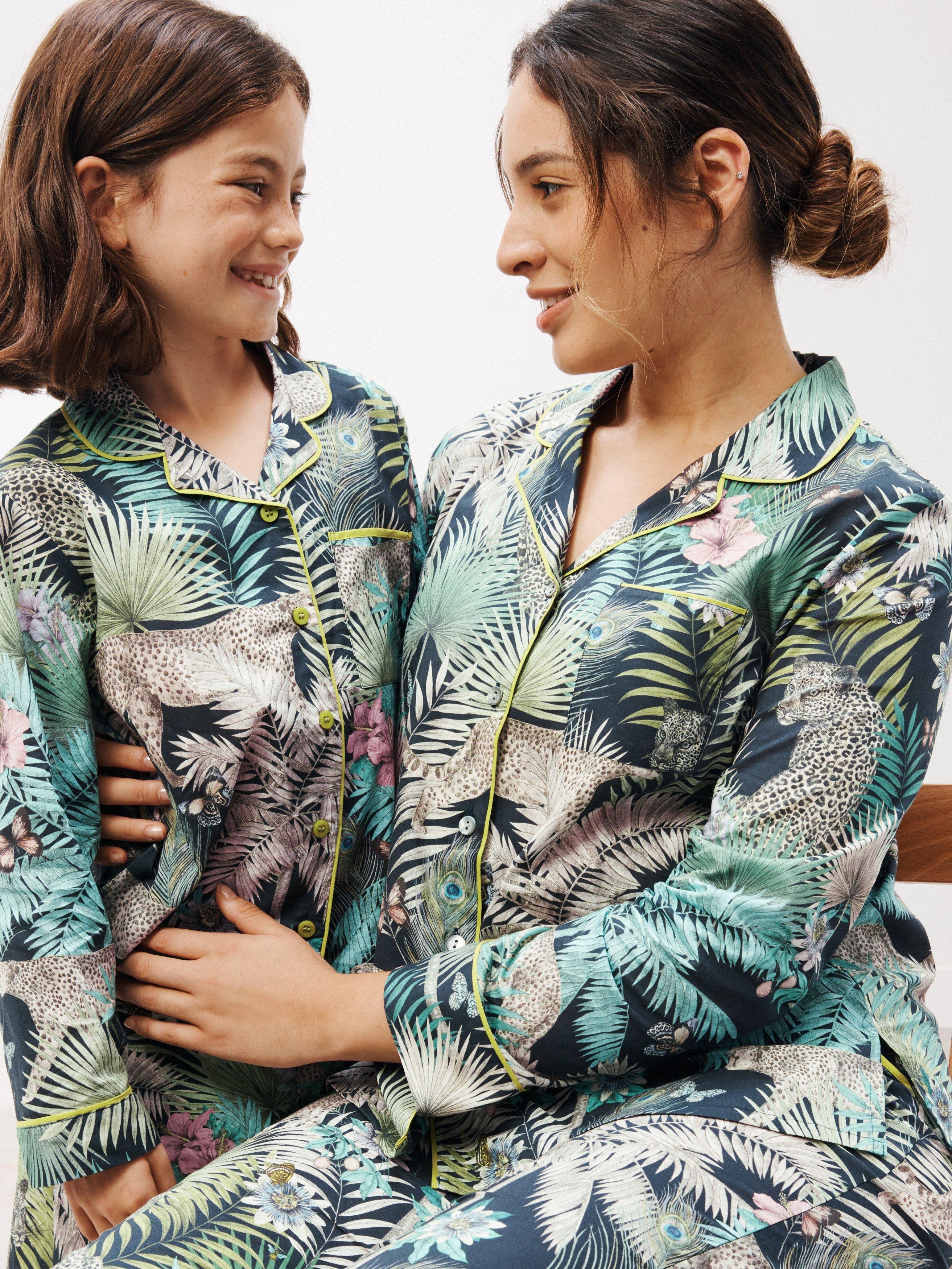 John Lewis + Matthew Williamson Midnight Jungle Print Cotton Pyjama Set, Black/Multi