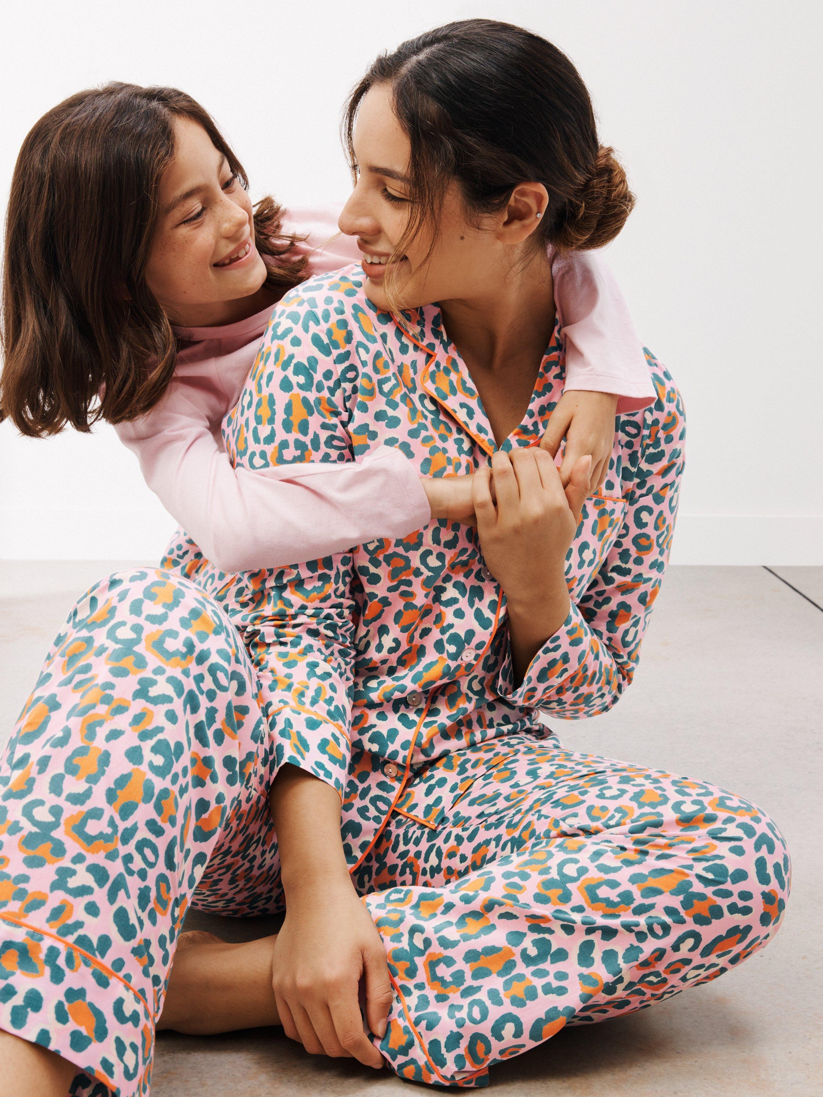 John Lewis + Matthew Williamson Leopard Print Cotton Pyjama Set, Pink/Multi