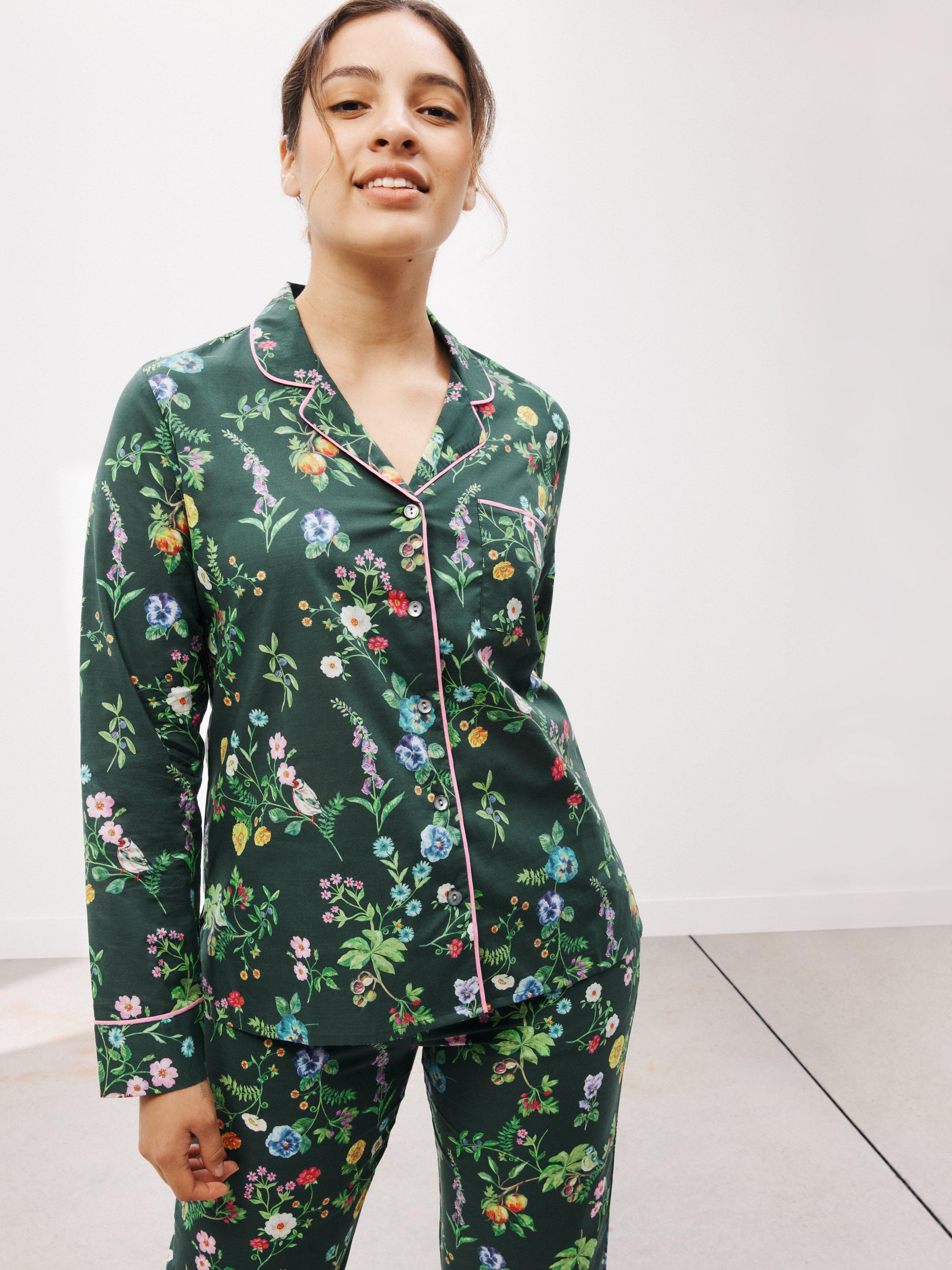 John Lewis + Matthew Williamson Hedgerow Print Cotton Pyjama Set, Black/Multi