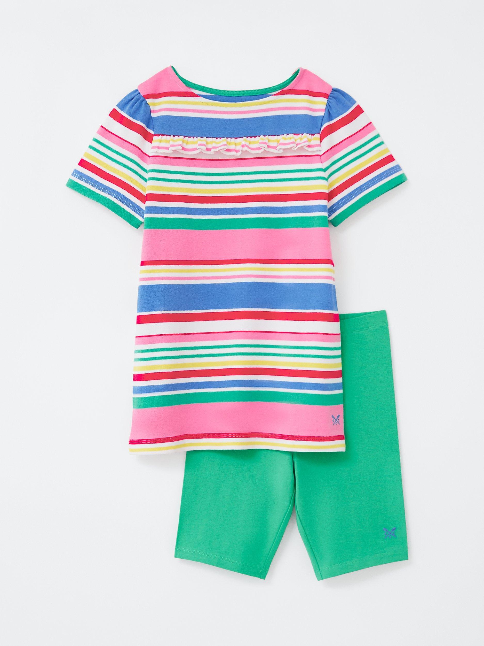Crew Clothing Kids' Stripe Tunic Top & Legging Shorts Set, Multi