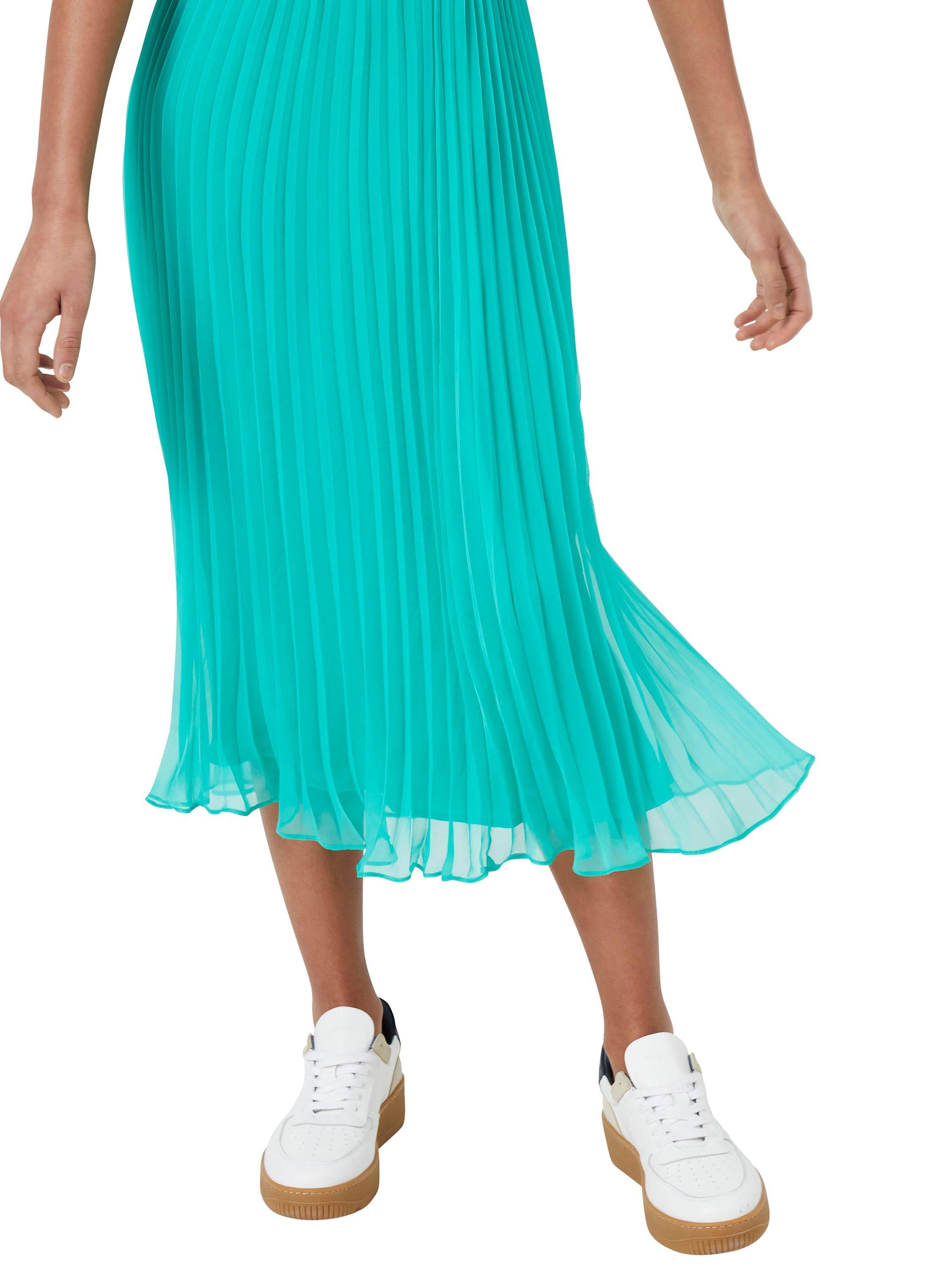 French Connection Ella Pleated Midi Skirt, Peacock Green