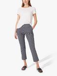 Hobbs Florence Shell Print Capri Trousers, Navy/White