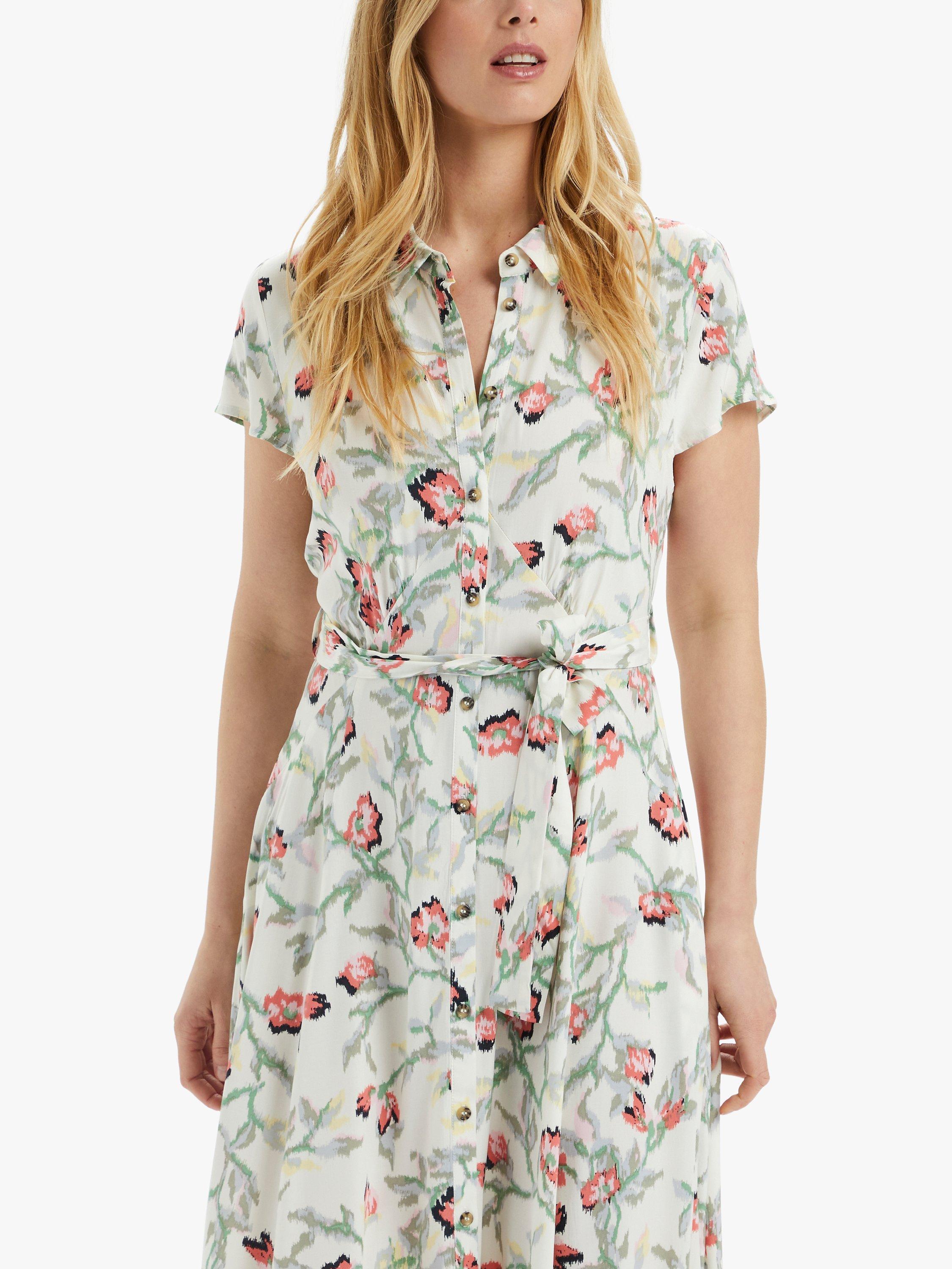 Soaked In Luxury Arjana Floral Print Shirt Dress, Whisper White