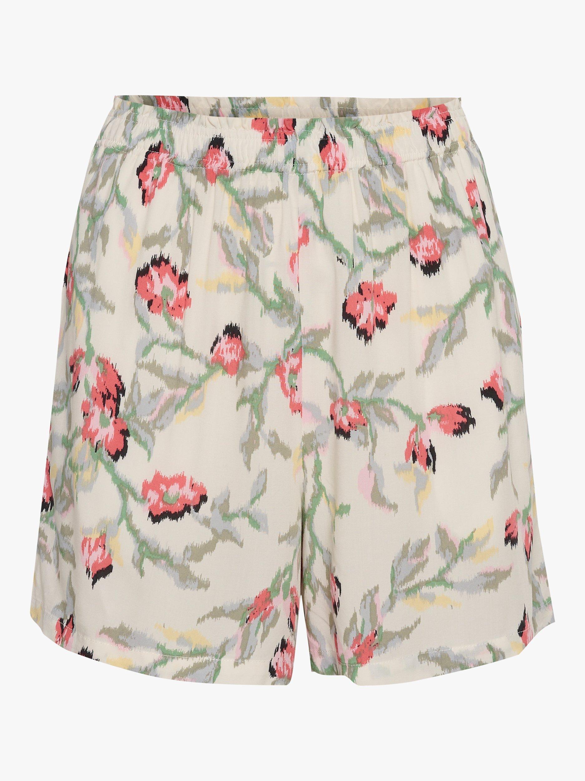 Soaked In Luxury Arjana Floral Print Shorts, Whisper White