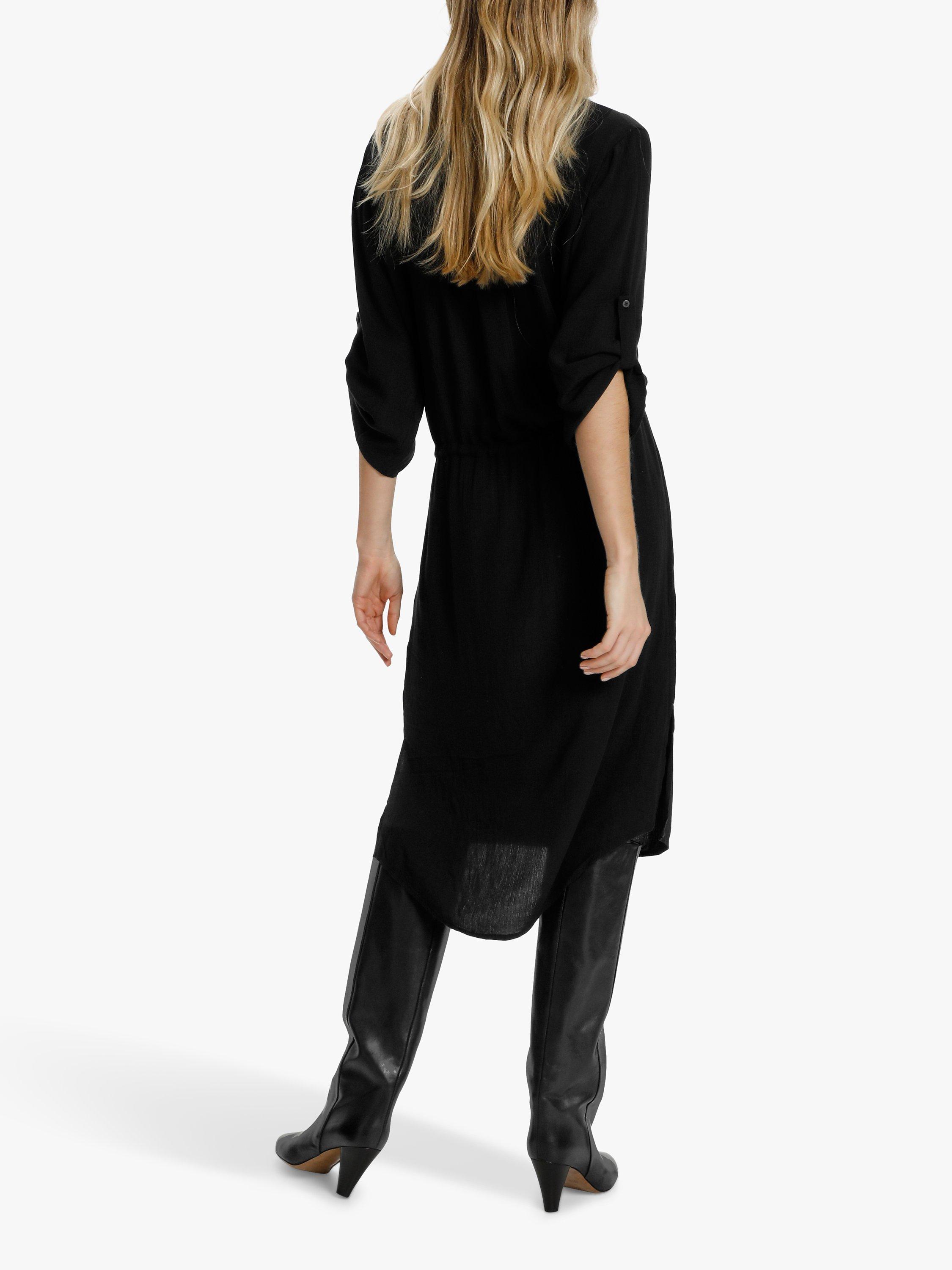 Product image 2 of 8, which shows Soaked In Luxury Zaya Midi Shirt Dress, Black, XS