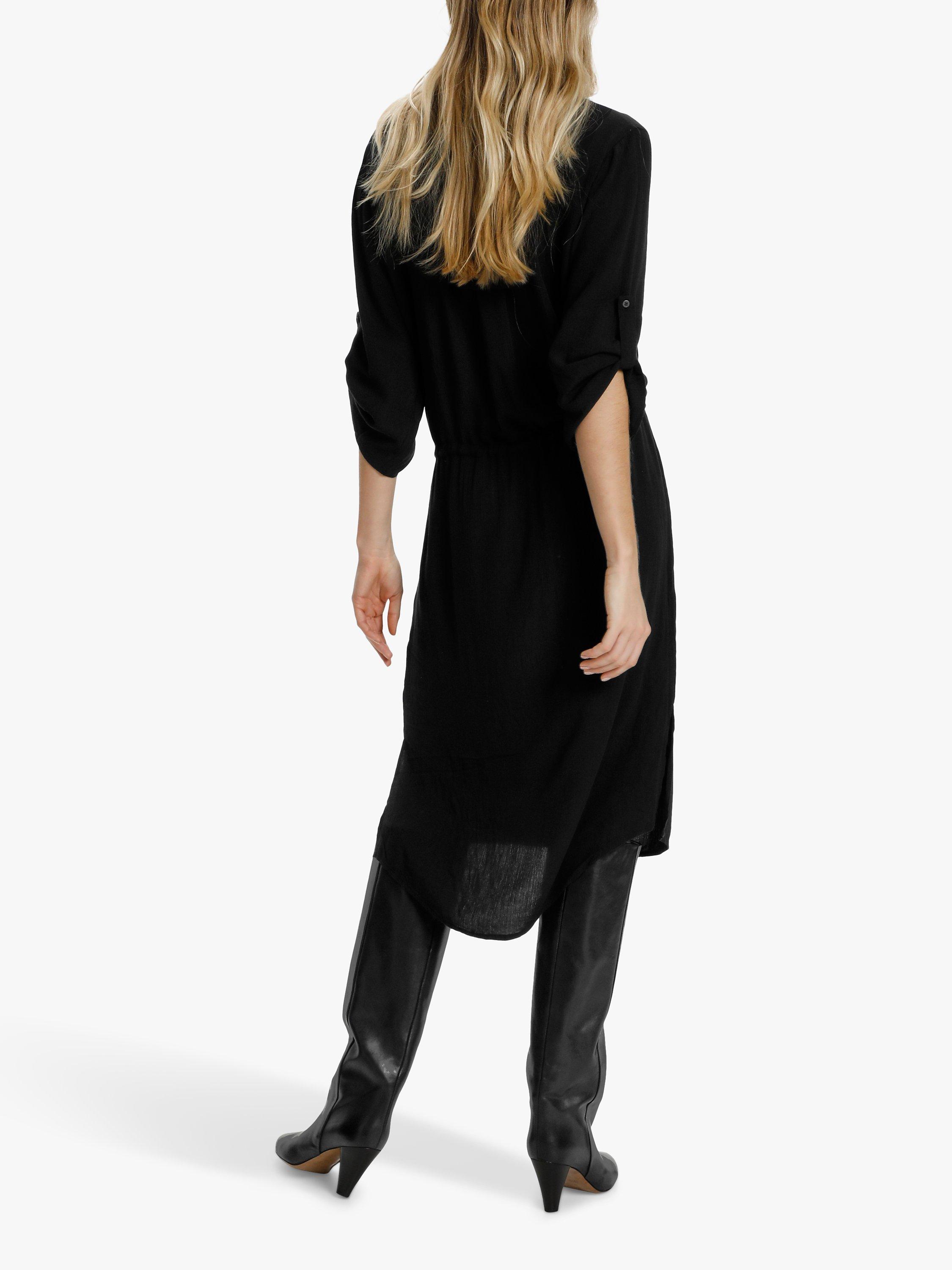 Soaked In Luxury Zaya Midi Shirt Dress, Black, XS