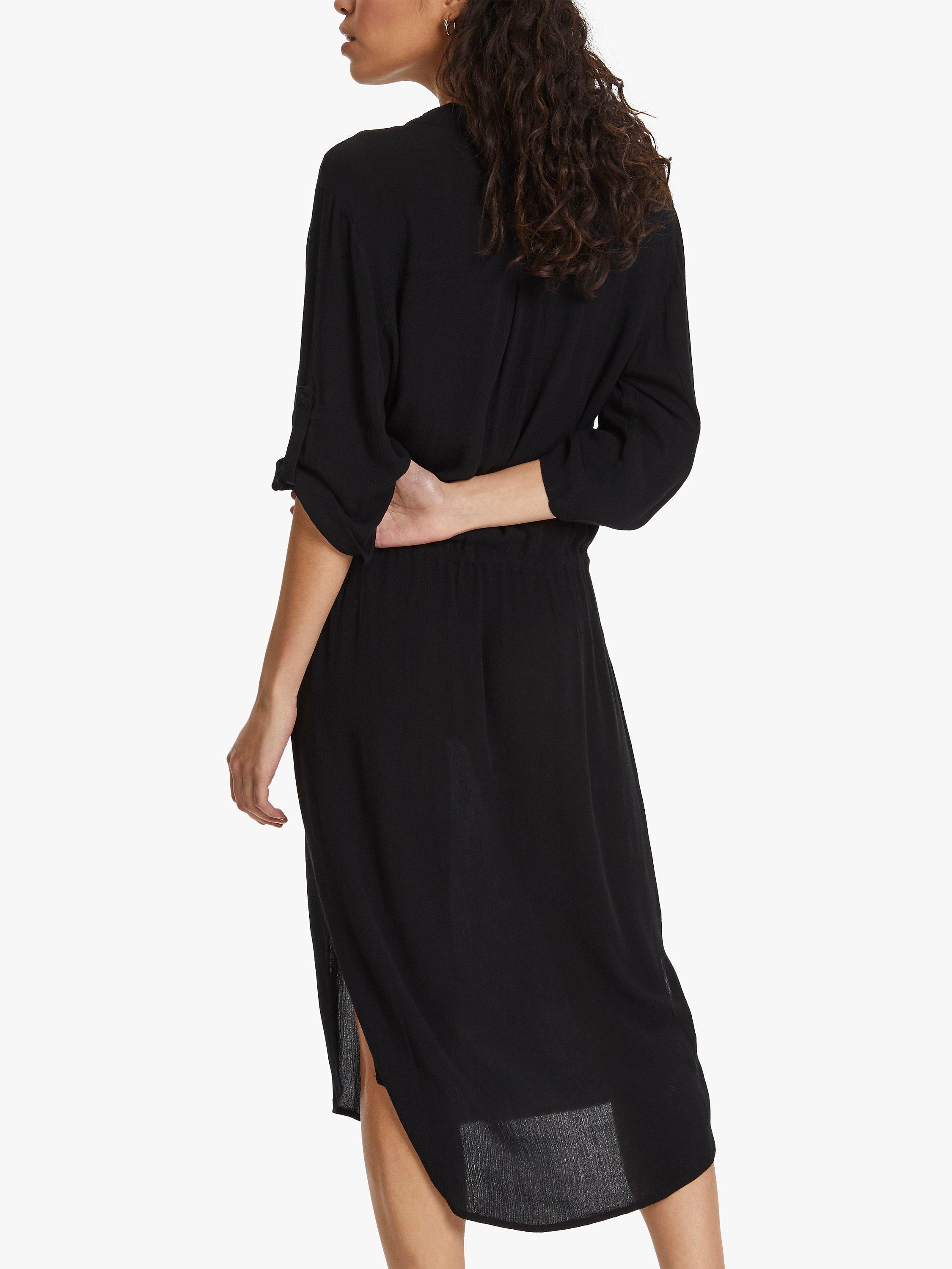 Product image 4 of 8, which shows Soaked In Luxury Zaya Midi Shirt Dress, Black, XS