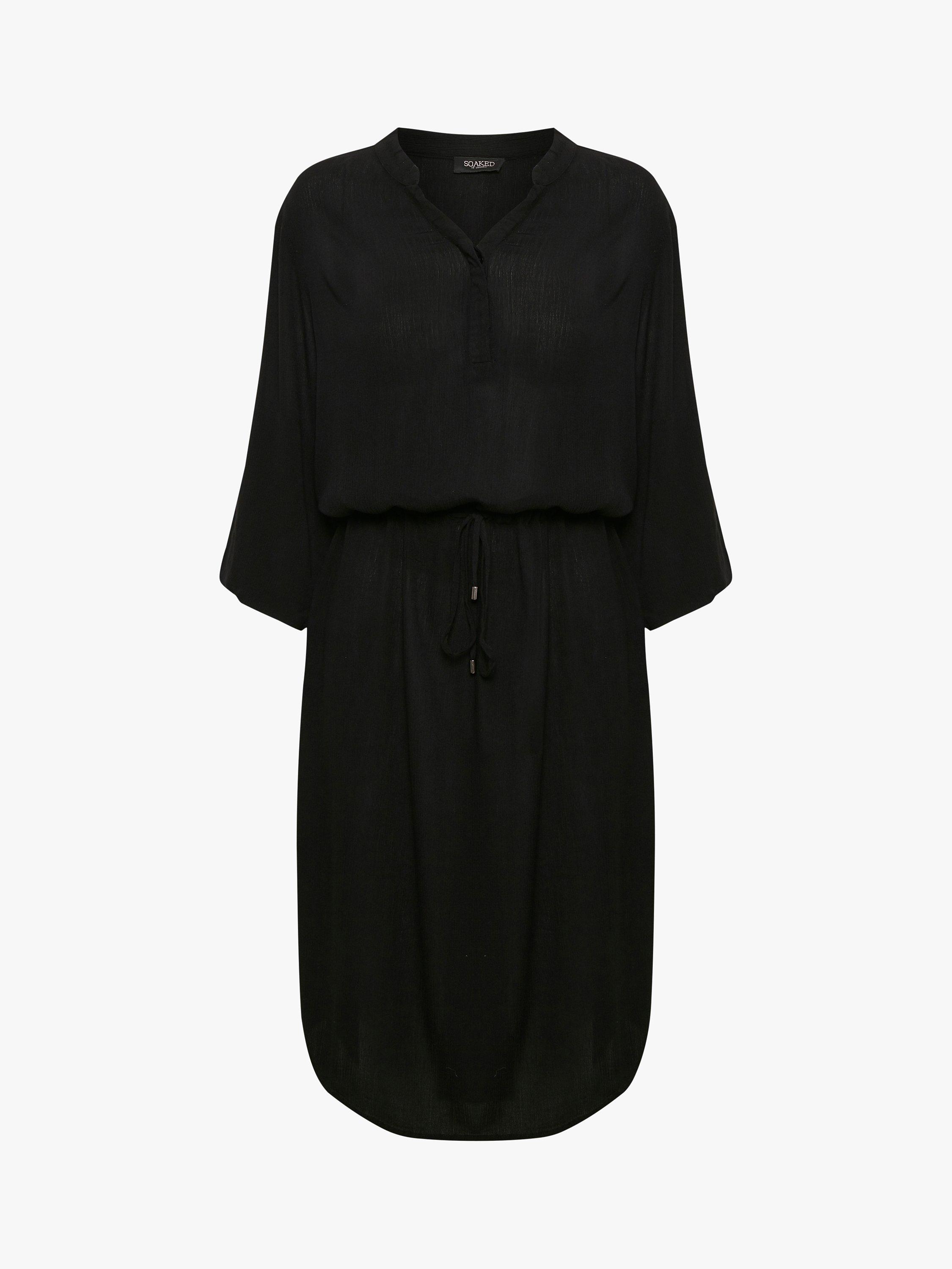 Product image 6 of 8, which shows Soaked In Luxury Zaya Midi Shirt Dress, Black, XS