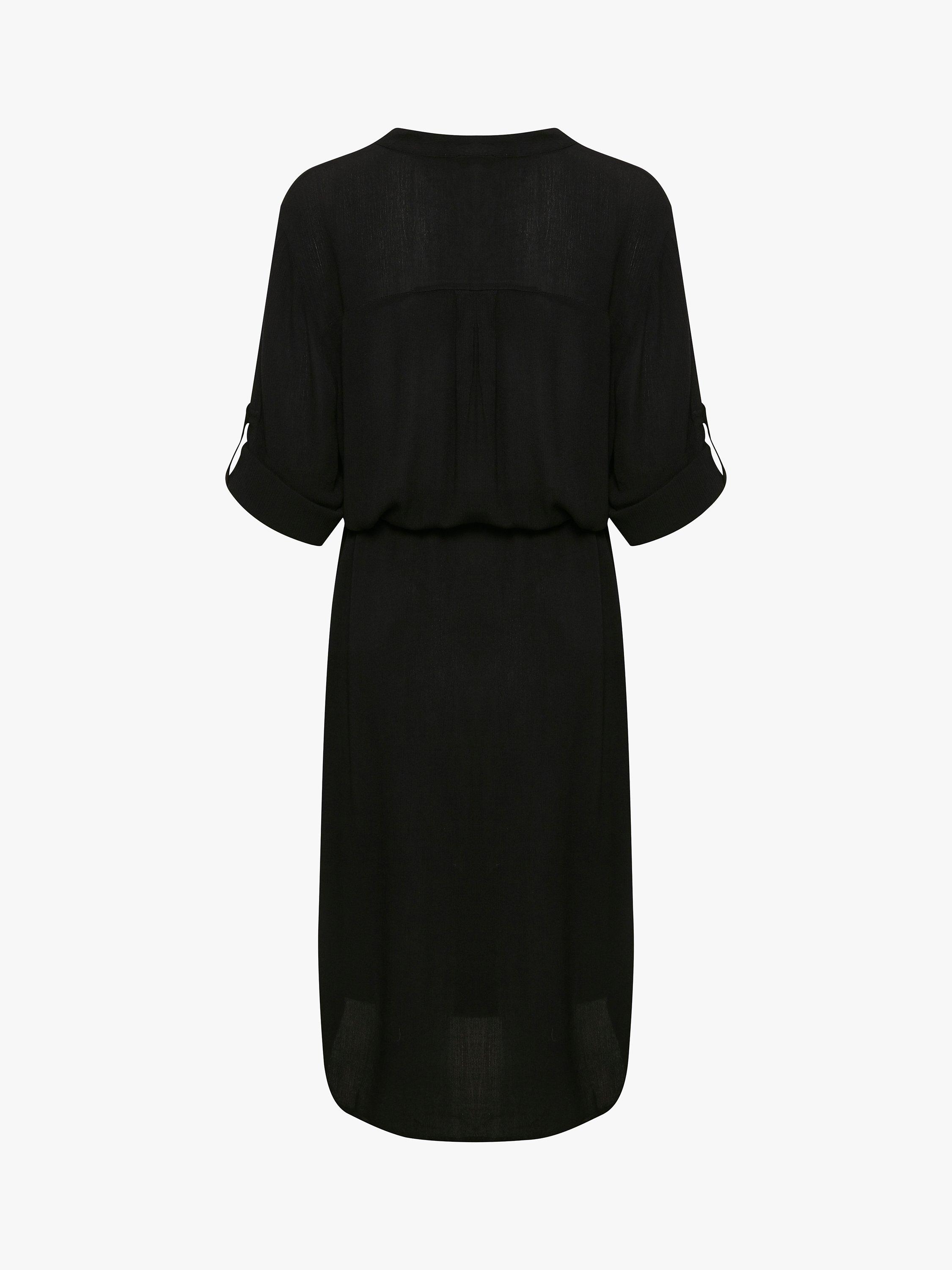 Product image 7 of 8, which shows Soaked In Luxury Zaya Midi Shirt Dress, Black, XS