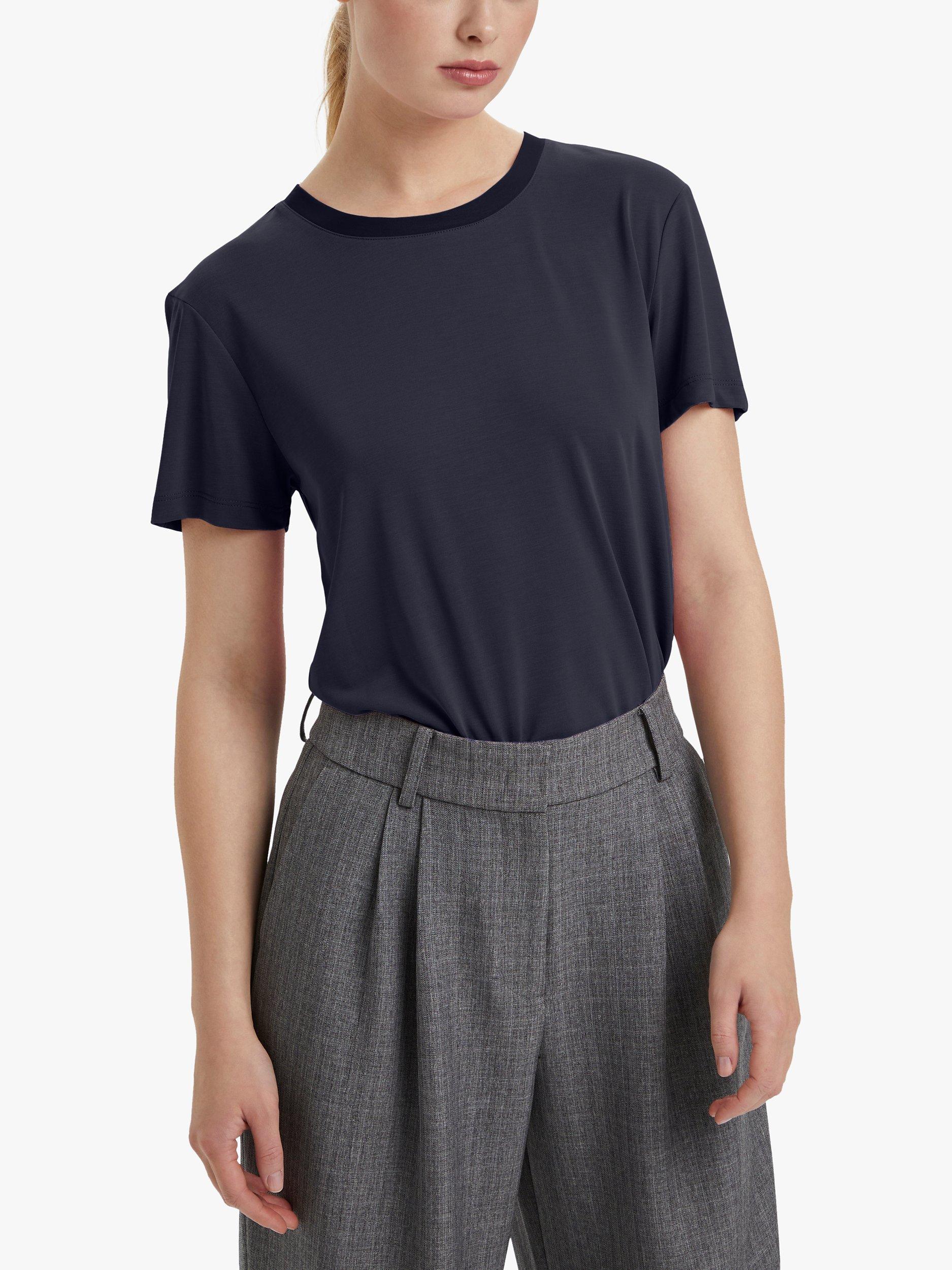 Product image 2 of 6, which shows Soaked In Luxury Columbine Crew Neck T-Shirt, Navy, XS