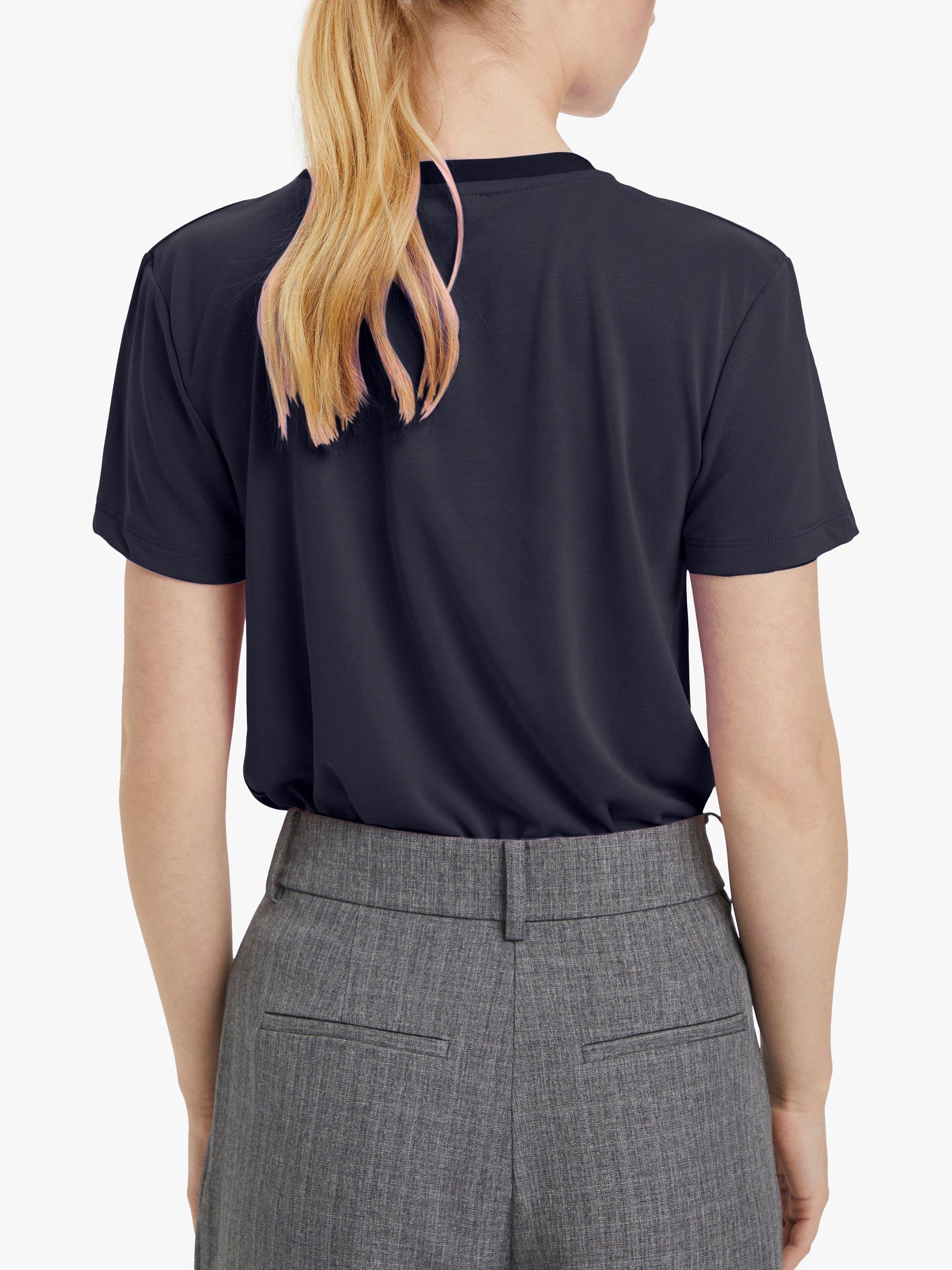Product image 3 of 6, which shows Soaked In Luxury Columbine Crew Neck T-Shirt, Navy, XS