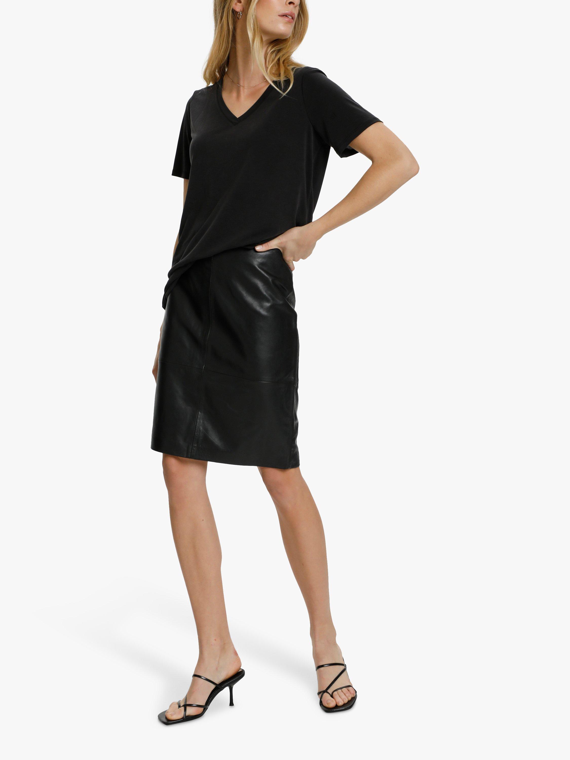 Soaked In Luxury Folly Pencil Leather Skirt Black