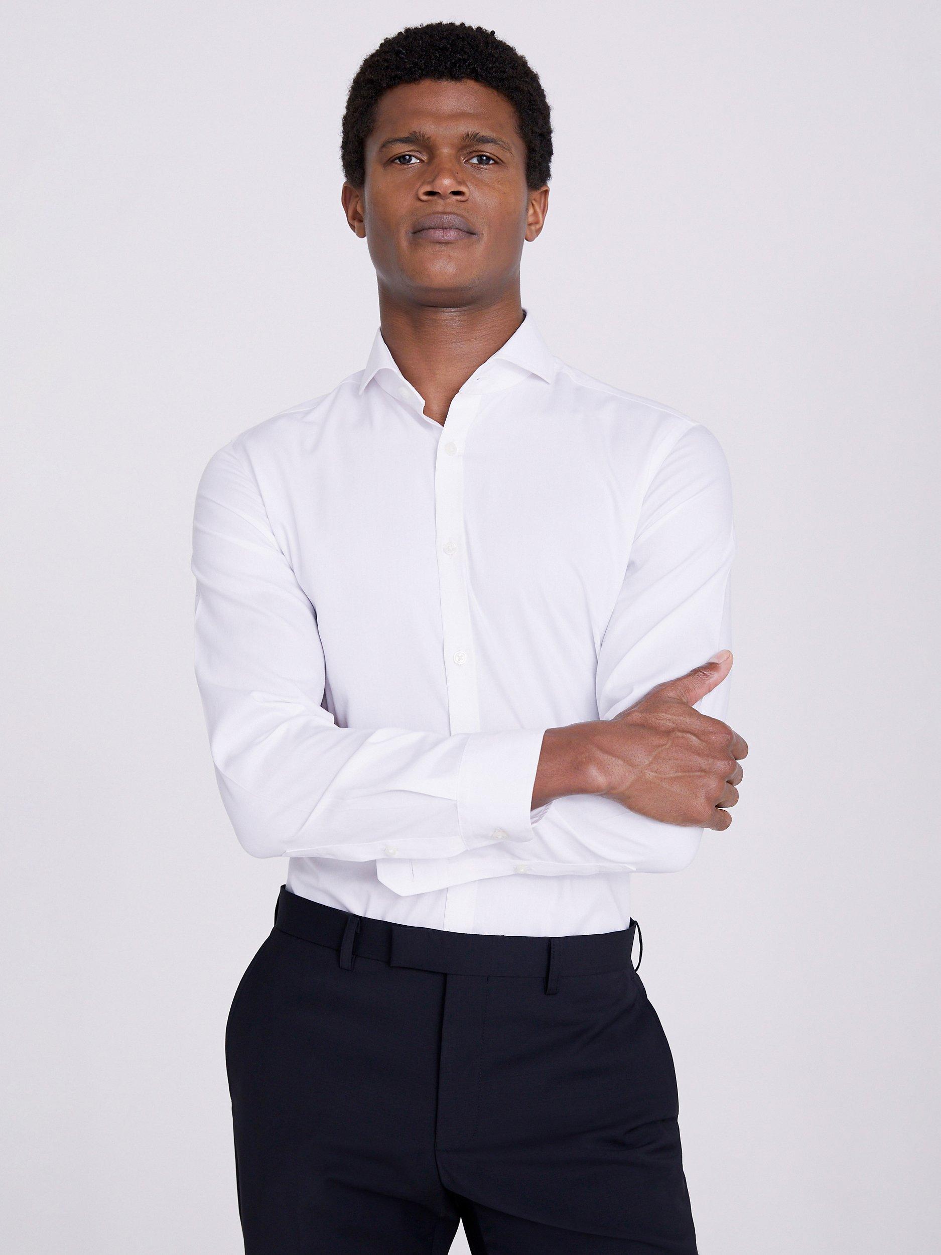 Moss Slim Fit Pinpoint Oxford Non-Iron Shirt, White