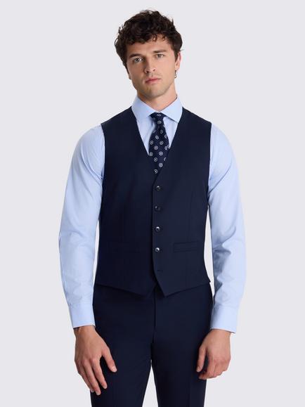 Moss Tailored Fit Wool Blend Performance Suit Waistcoat, Navy