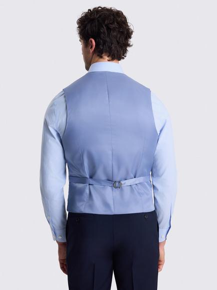 Moss Tailored Fit Wool Blend Performance Suit Waistcoat - view 2, Navy