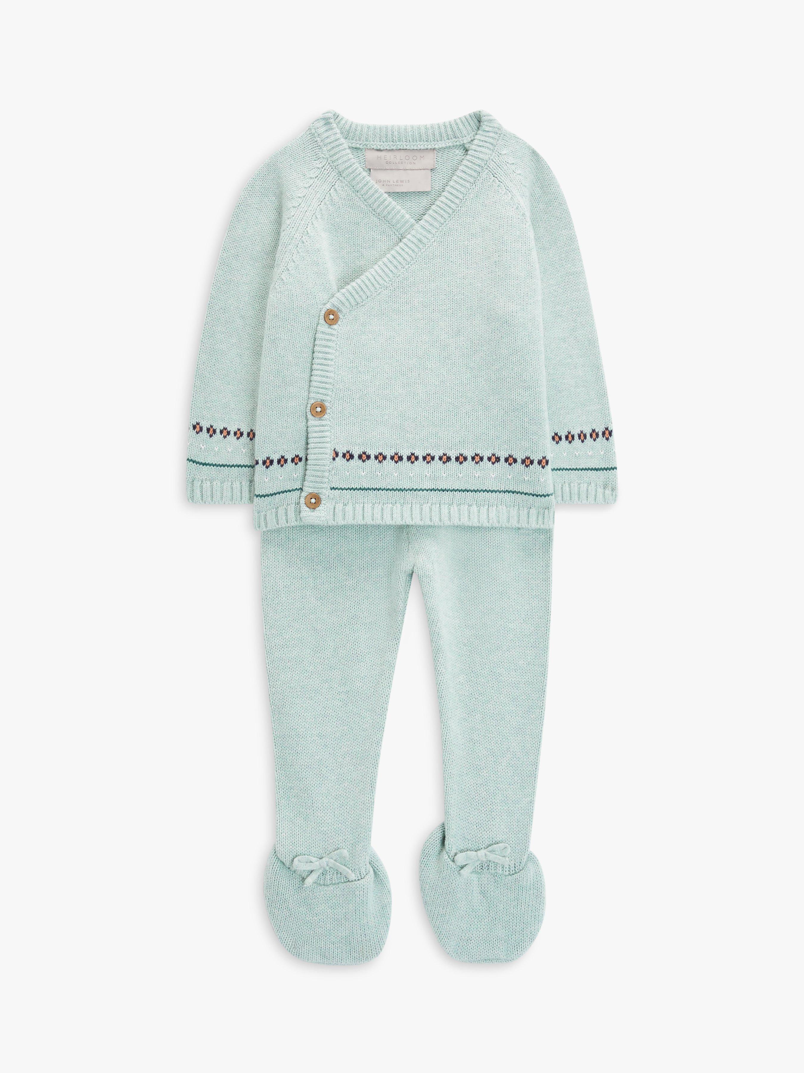 John Lewis Heirloom Collection Baby Textured Knit Wrap Set, Blue