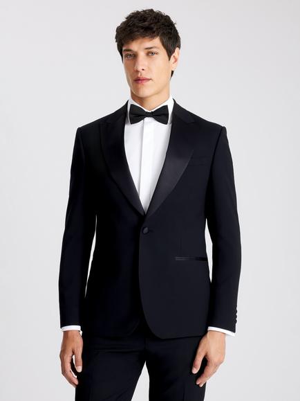 Moss Slim Fit Peak Lapel Tuxedo Jacket, Black