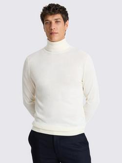 Moss Merino Wool Blend Roll Neck Jumper, White