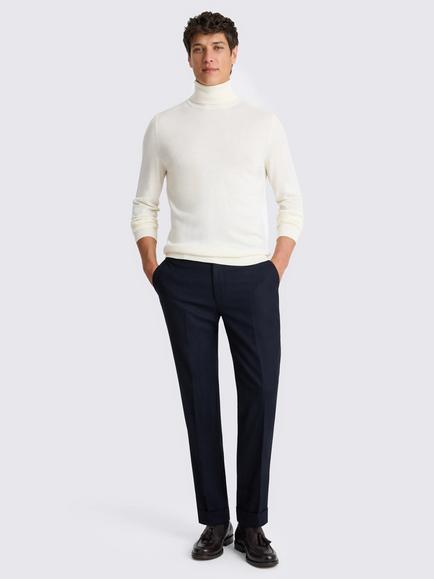 Moss Merino Wool Blend Roll Neck Jumper - view 2, White