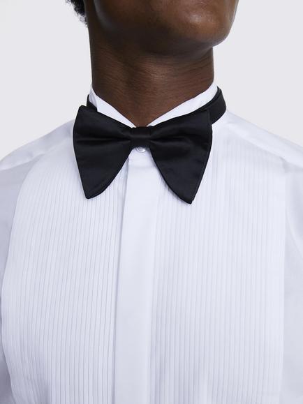 Moss Tailored Fit Wing Collar Pleated Dress Shirt, White - view 2, White